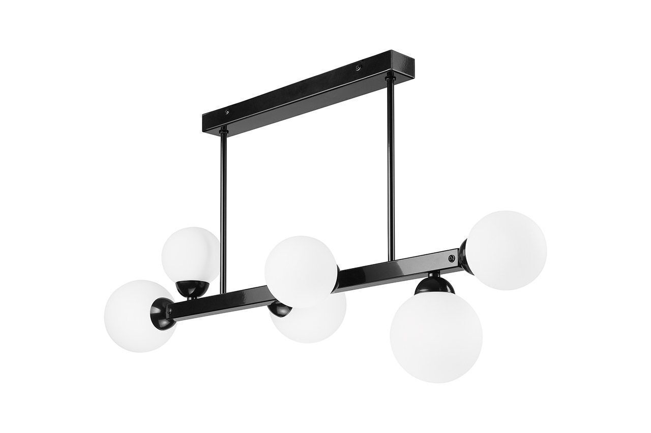 Deckenlampe Schwarz Weiß 82 cm lang Glas Metall