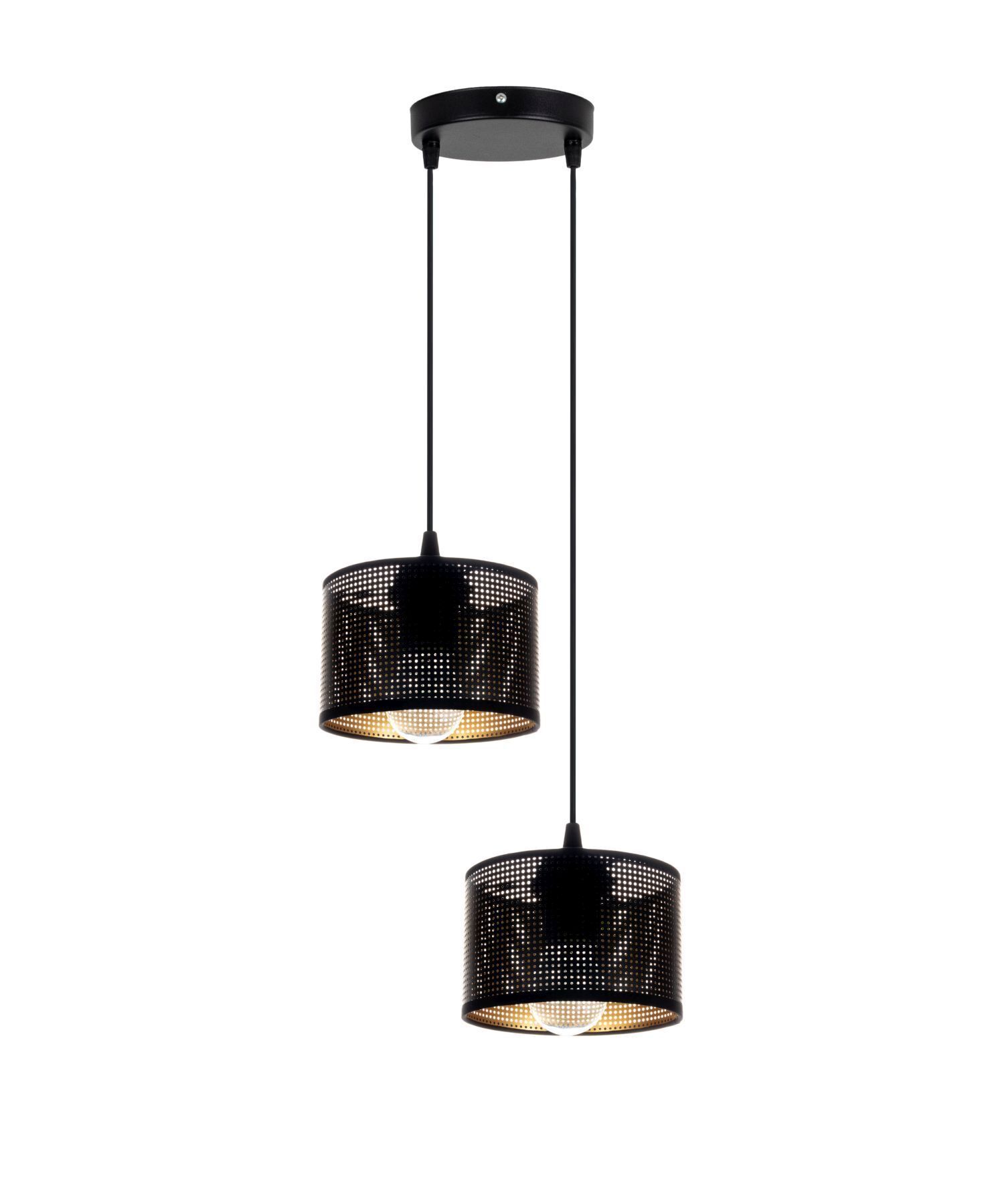 Lampe à suspendre métal Loft 2flmg E27 L:30 cm noir or