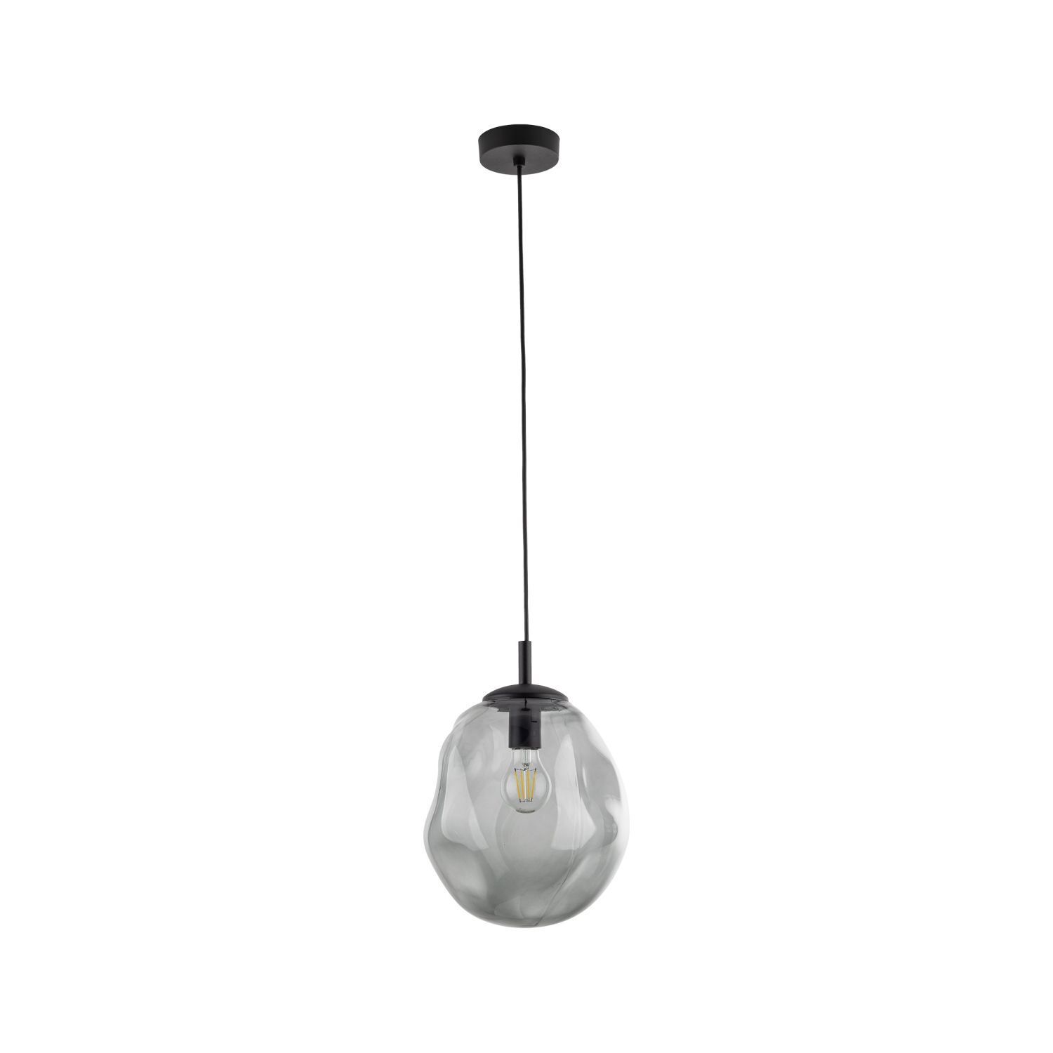 Lampe à suspendre verre fumé E27 L : 25 cm H : max. 175 cm Noir Gris Lampe, Deckenleuchte