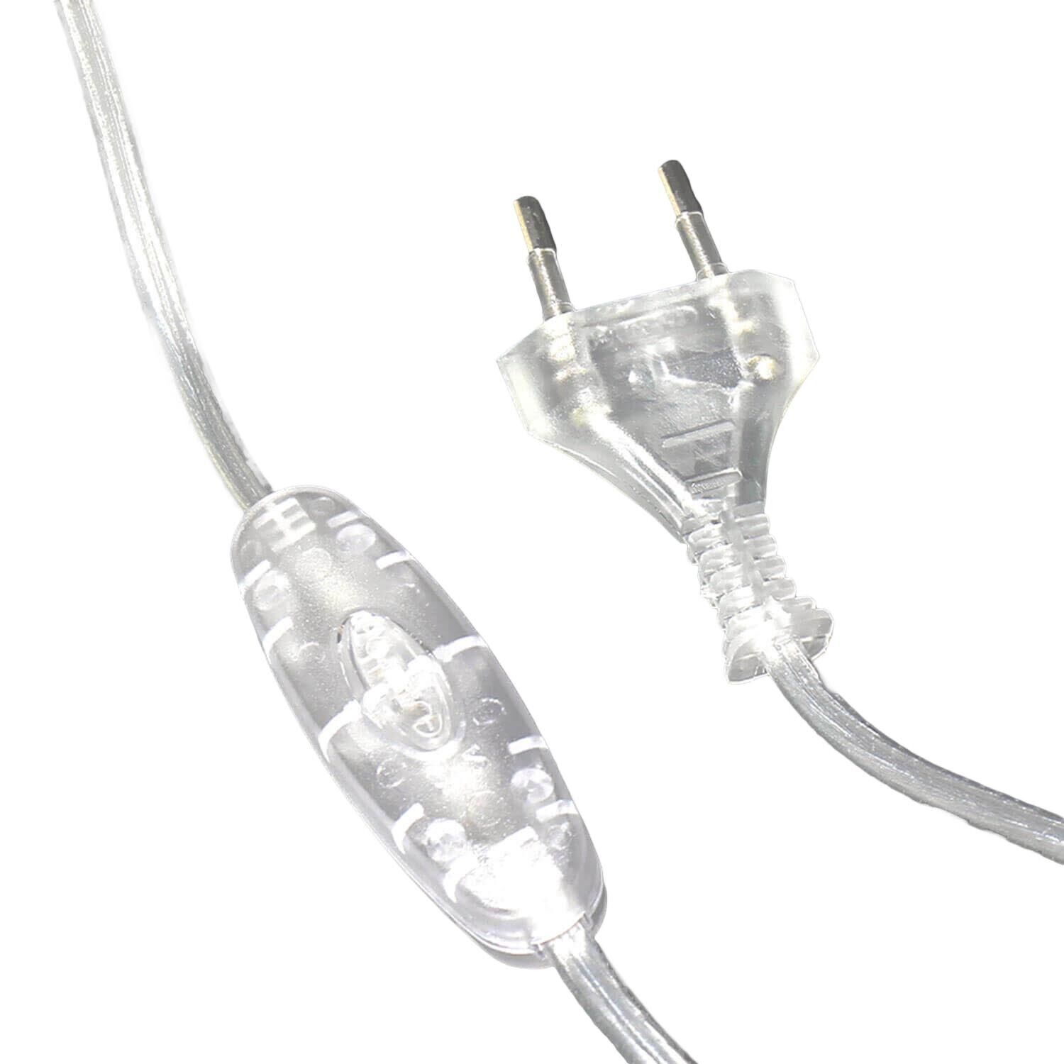 Hängelampe mit Stecker Kabel 5,5 m lang Grau flexibel LED, Lichterkette, Schalter, Transparente Kabel, Stecker