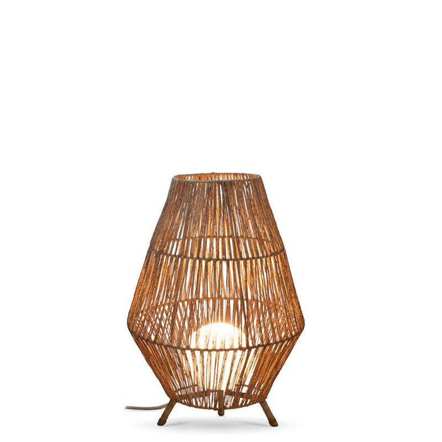Tischleuchte Rattan H: 72 cm E27 groß Dreibein Boho Lampe, Lampenschirm