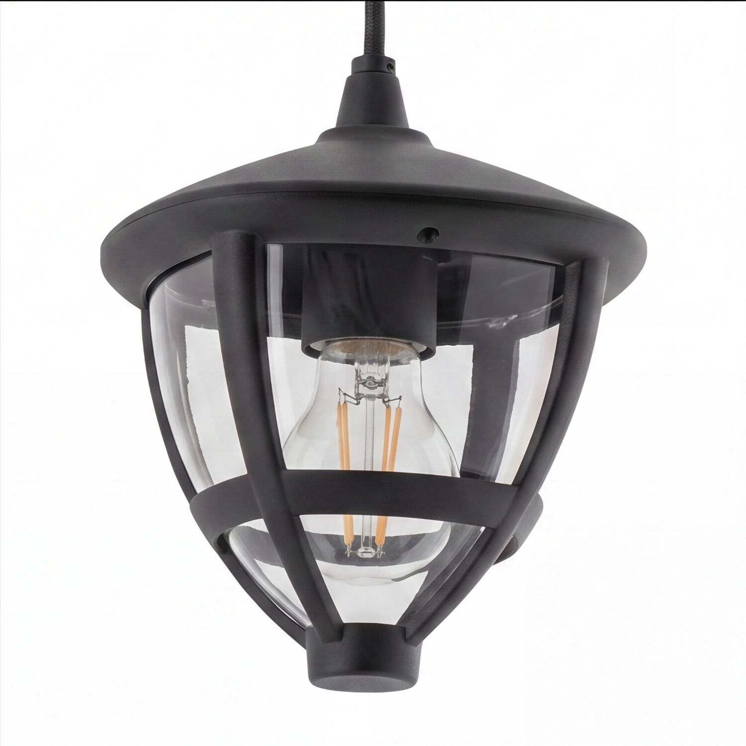 Hängelampe, Gartenlampe, Edison Glühbirne, Metallrahmen, Kugelglas