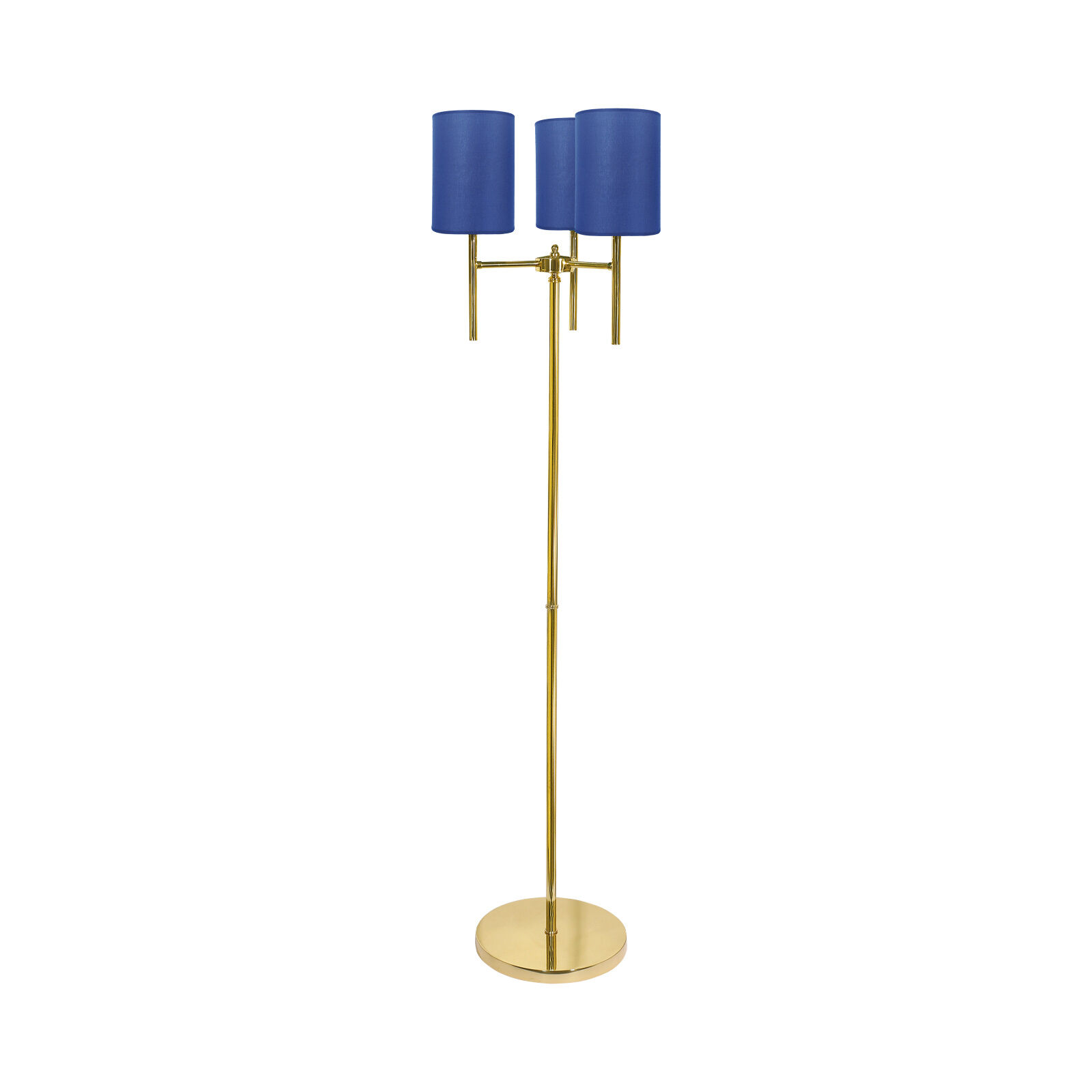 Lampadaire laiton tissu bleu 3-flamme 153,5 cm petit Lampe