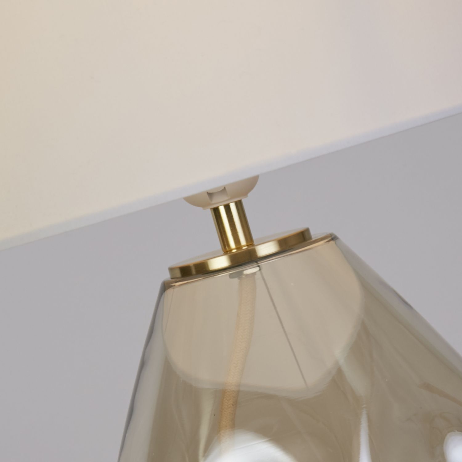 Lampe de table tissu verre anti-éblouissement 44,5 cm champagne blanc Lampe, Lampenschirm, Tischlampe, Kosmetik, Parfüm