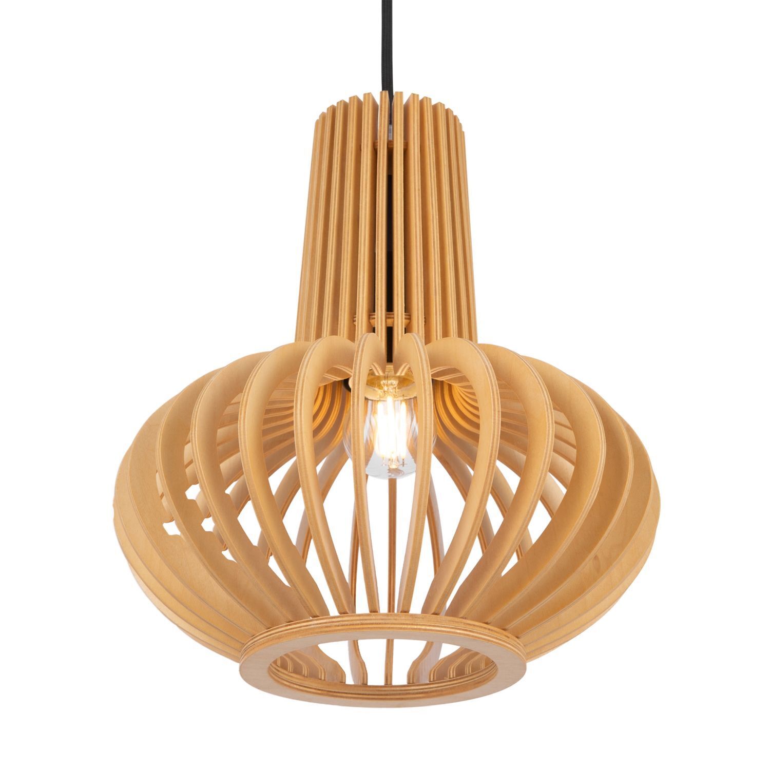 Hängelampe Holz Metall E27 Ø 25,5 cm H: max. 331,5 cm Leuchter, Lampe