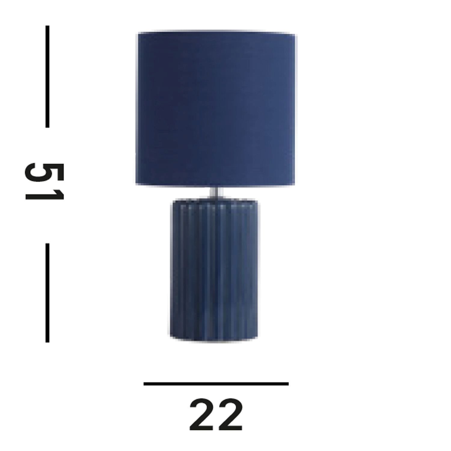 lamp, tischlampe, blau, blaues schirmchen, gerippte basis