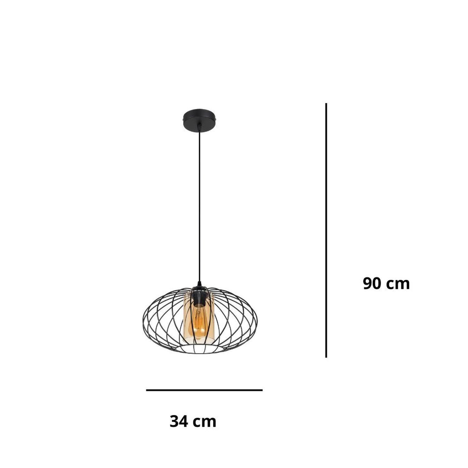 Blendarme Suspension Noir Miel Ø34 cm E27 Rétro Lampe