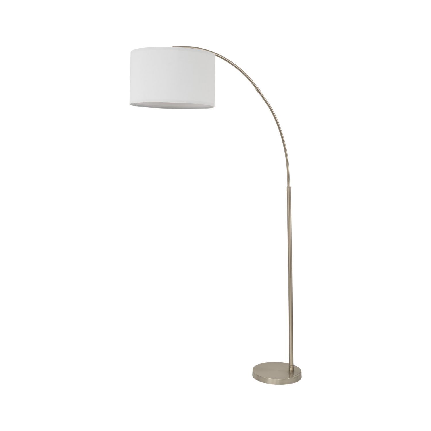 Bogenleuchte verstellbar 200 cm Stoff Metall Chrom Weiß E27 Lampe, Lampenschirm