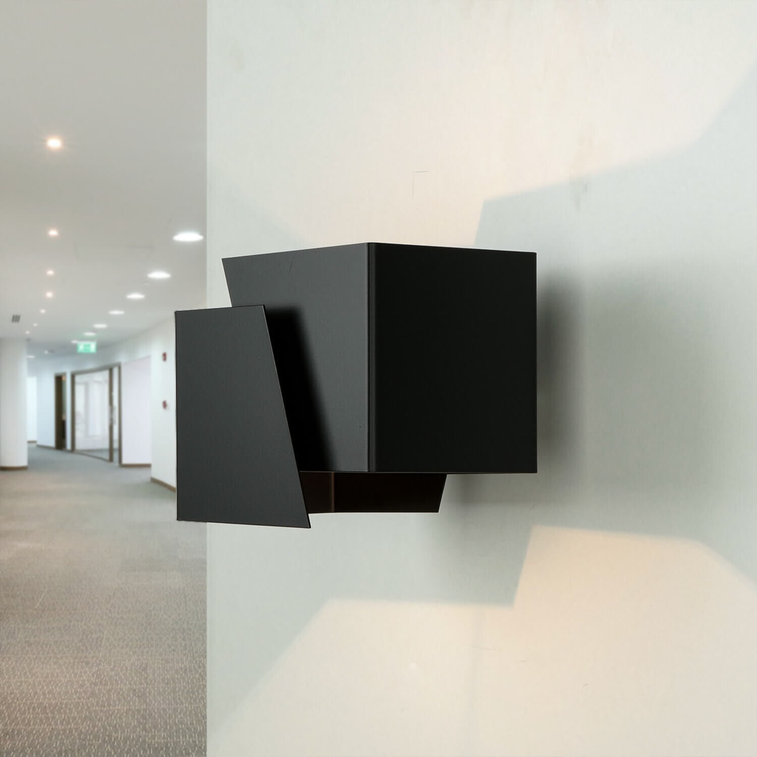 wandleuchte-wandlampe-blox-up-down-schwarz-modern-design-2 Wandleuchte, Schwarz, geometrisch, modern, Inneneinrichtung Beleuchtung