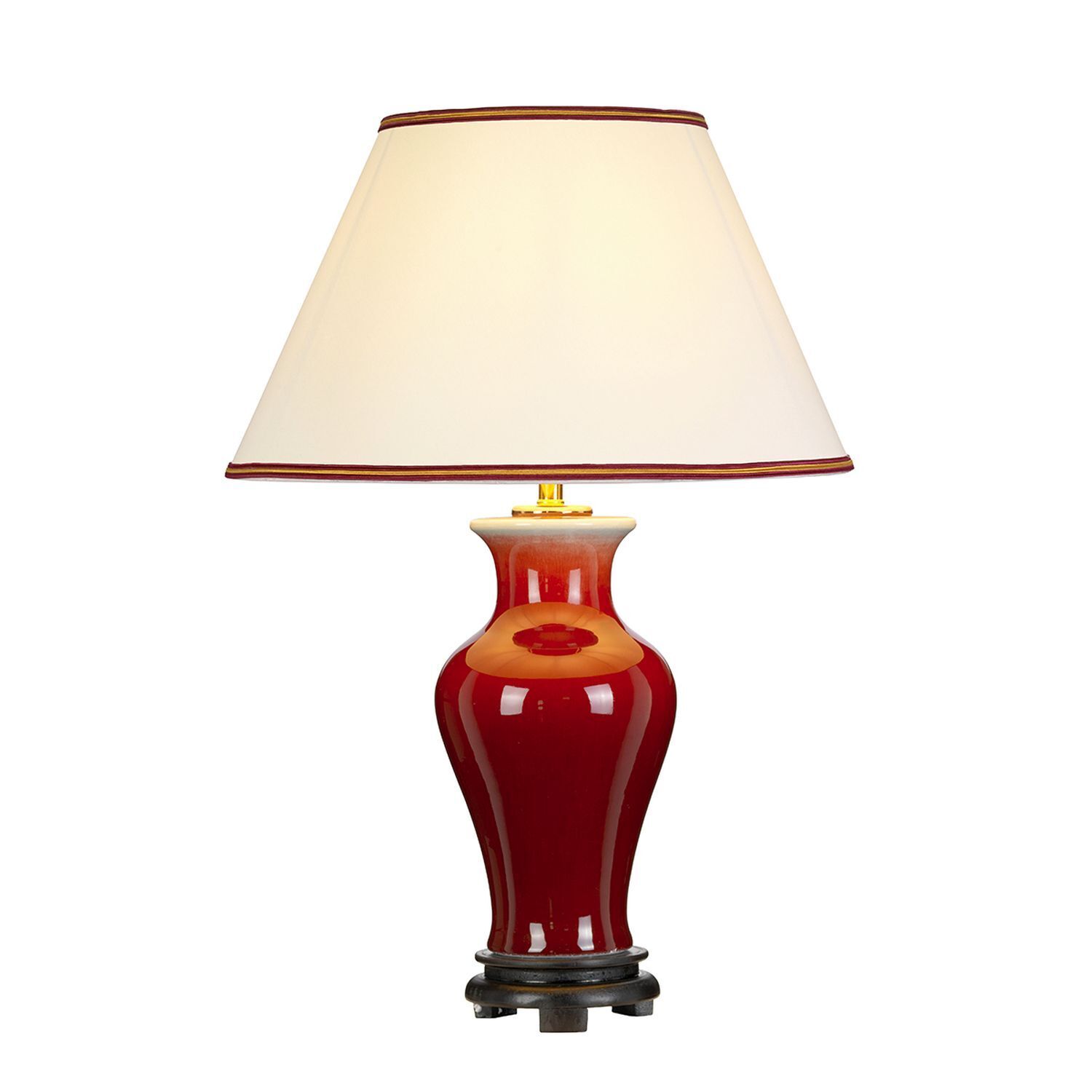 Tischleuchte Creme Rot 64 cm Keramik Stoff E27 Lampe, Tischlampe, Lampenschirm