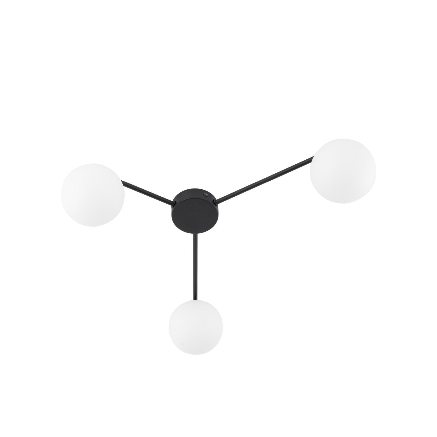 Plafonnier verre métal L : 56,5 cm G9 noir blanc 3 flammes Plafonnier verre métal L : 56,5 cm G9 noir blanc 3 flammes