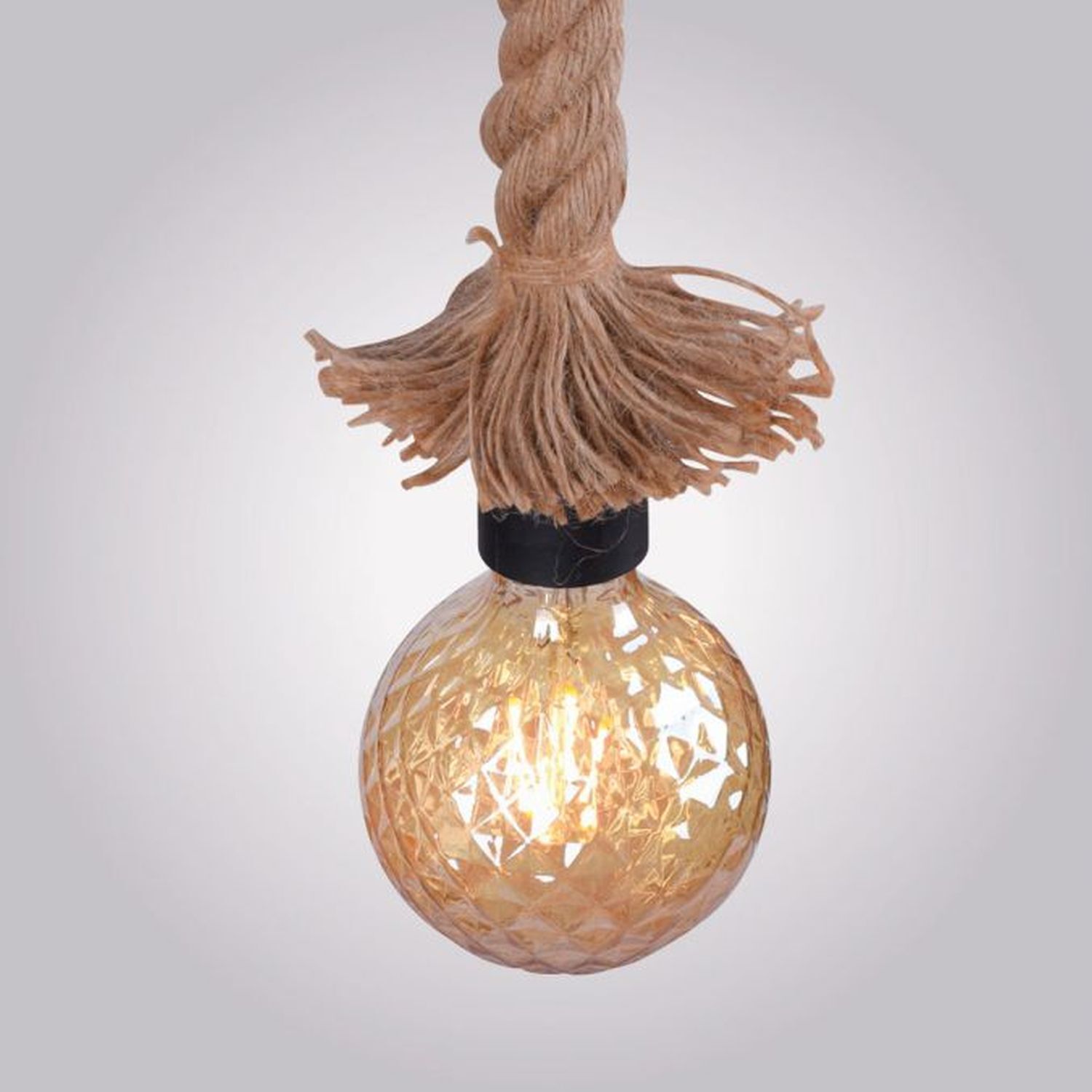 Vintage Stehleuchte E27 bis 15 W 150 cm Holz Tau Seil Lampe, Licht