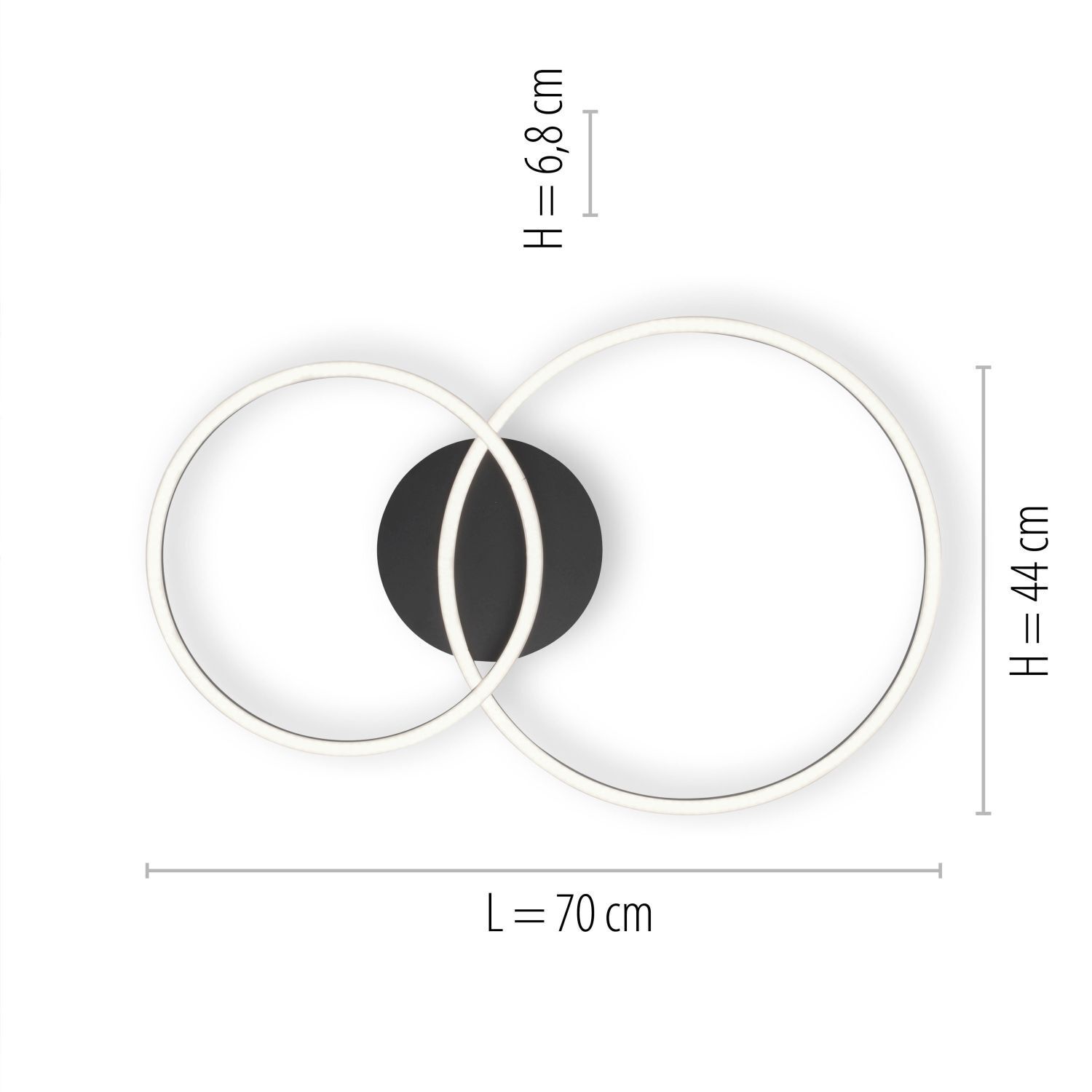 Plafonnier LED métal noir 26 W 3000 K flexible