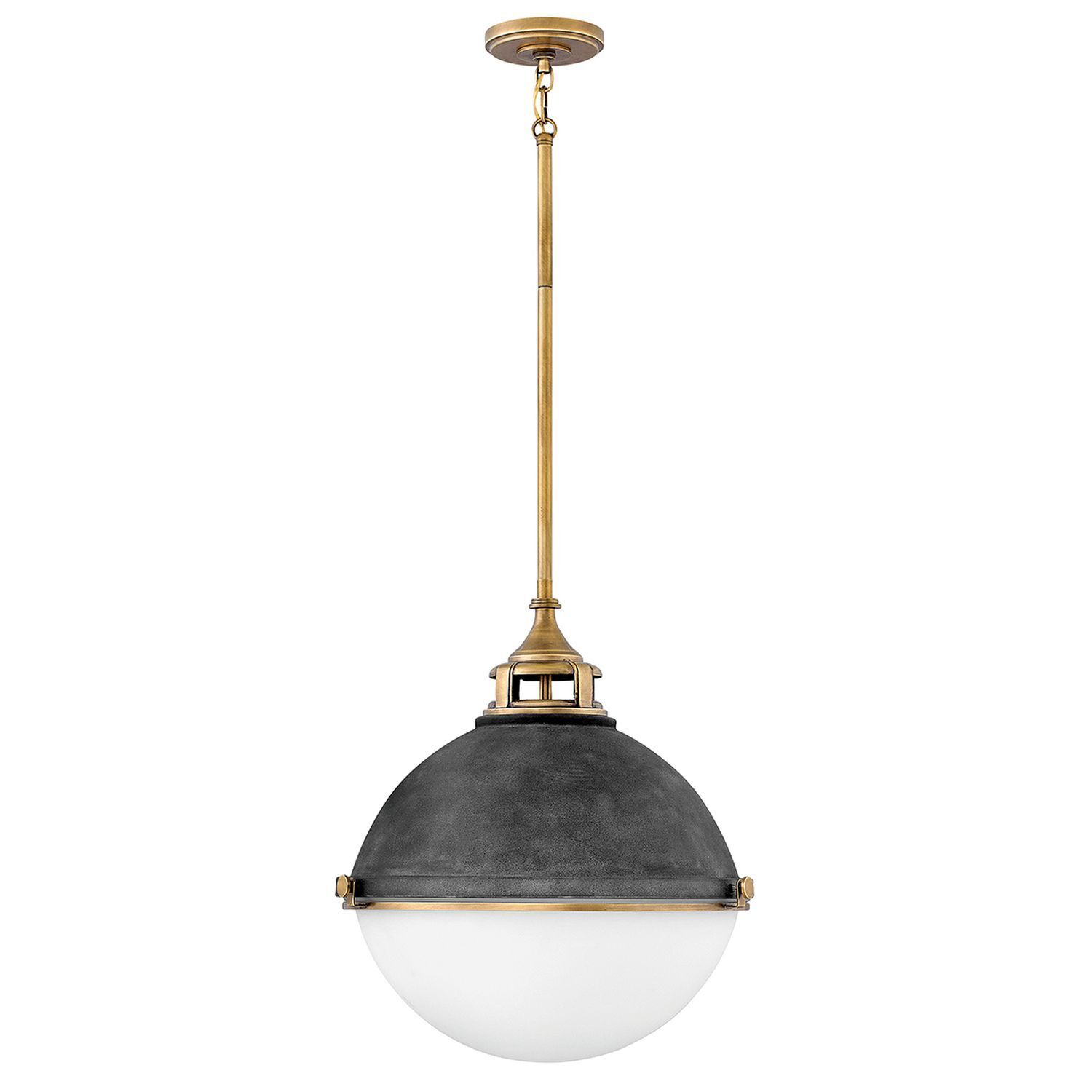 Pendelleuchte rund Ø 45,7 cm Metall Glas 3x E27 pendant light, hängelampe, messing, glasschirm, schwarz grau