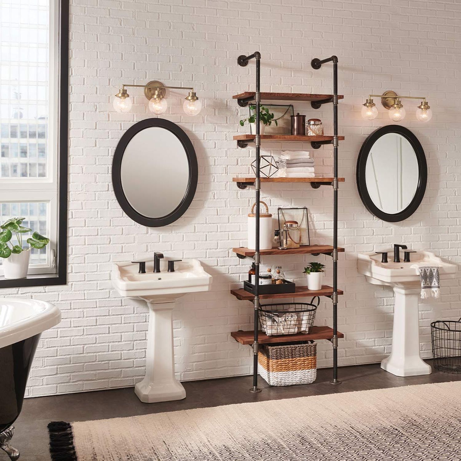 Waschtisch, Waschbecken, Waschraum, Regal-System, Vintage-Industrial-Style