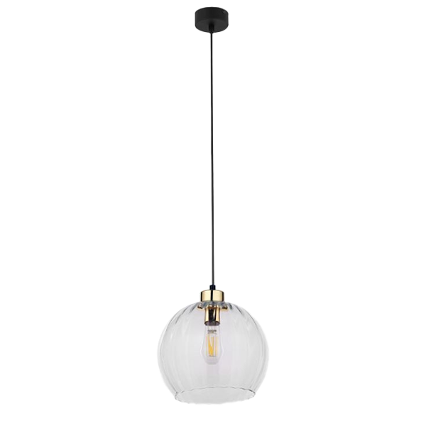 Pendelleuchten Glas Pendelleuchte, Glasglobe, klar Glas, schwarzes Kabel, Deckenleuchte