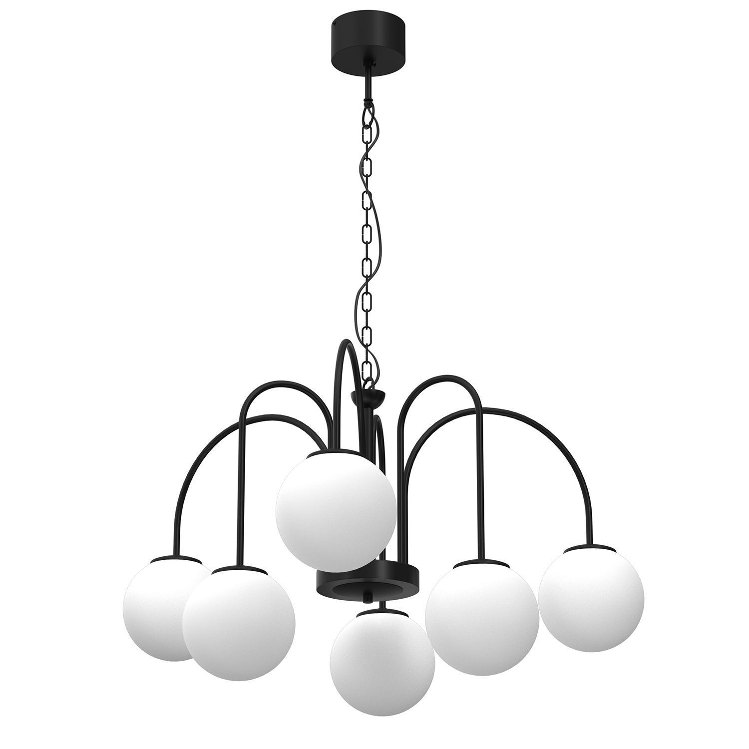 Hängelampe 6-flammig Glas Metall Ø65 cm E14 gemütlich Leuchter, Lampe, Leuchte