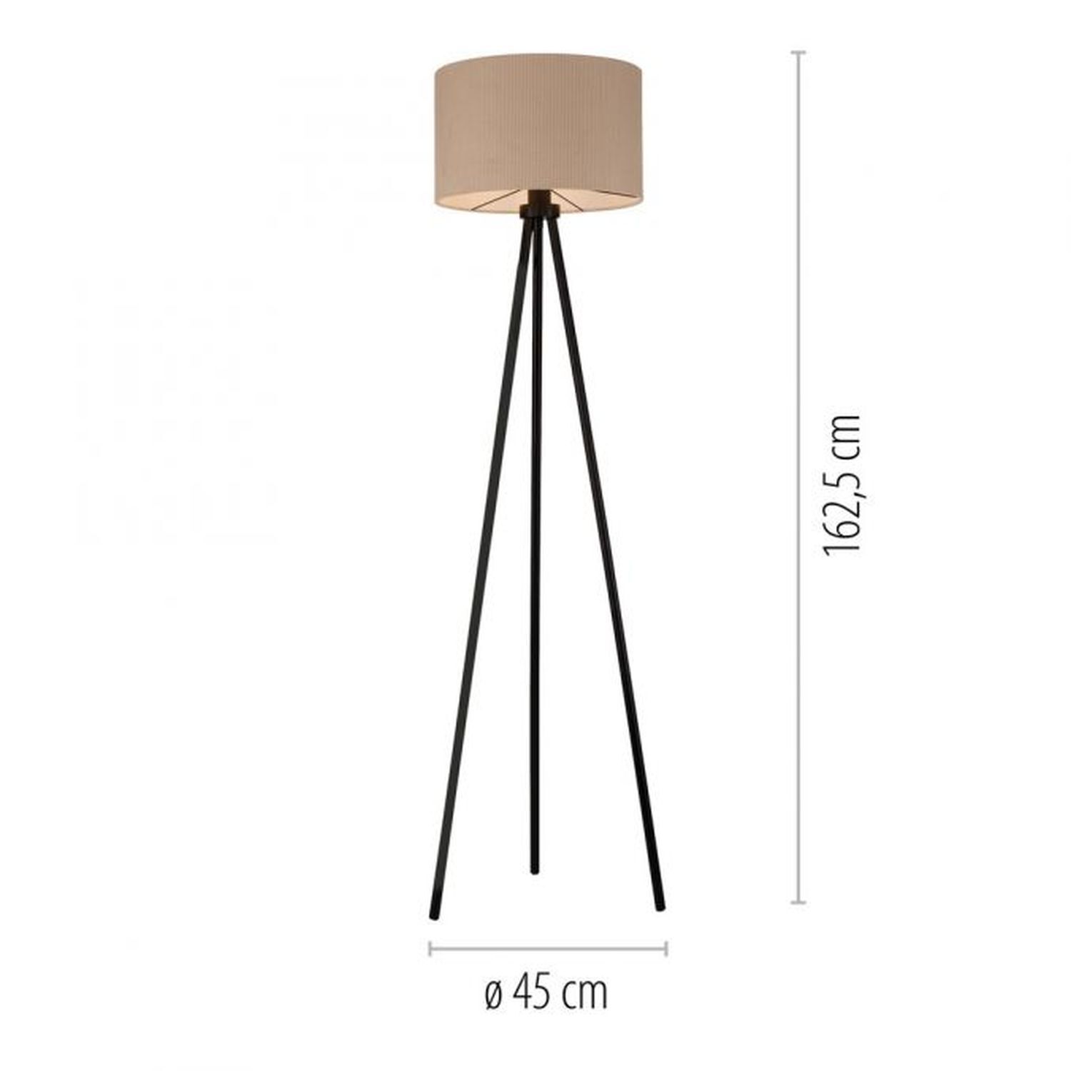 Dreibein Stehleuchte Stoff Beige blendarm E27 160 cm Lampe
