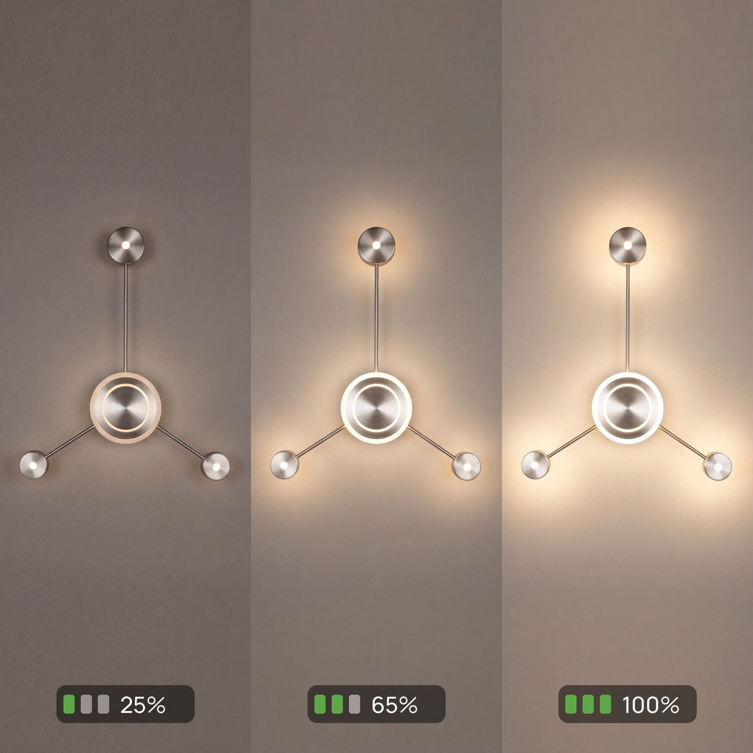 LED Wandlampe indirekt dimmbar in Nickel H:53 cm 3000K Wandlampe, Wandlampen, Dekorationslampe, Metall, rundes Licht