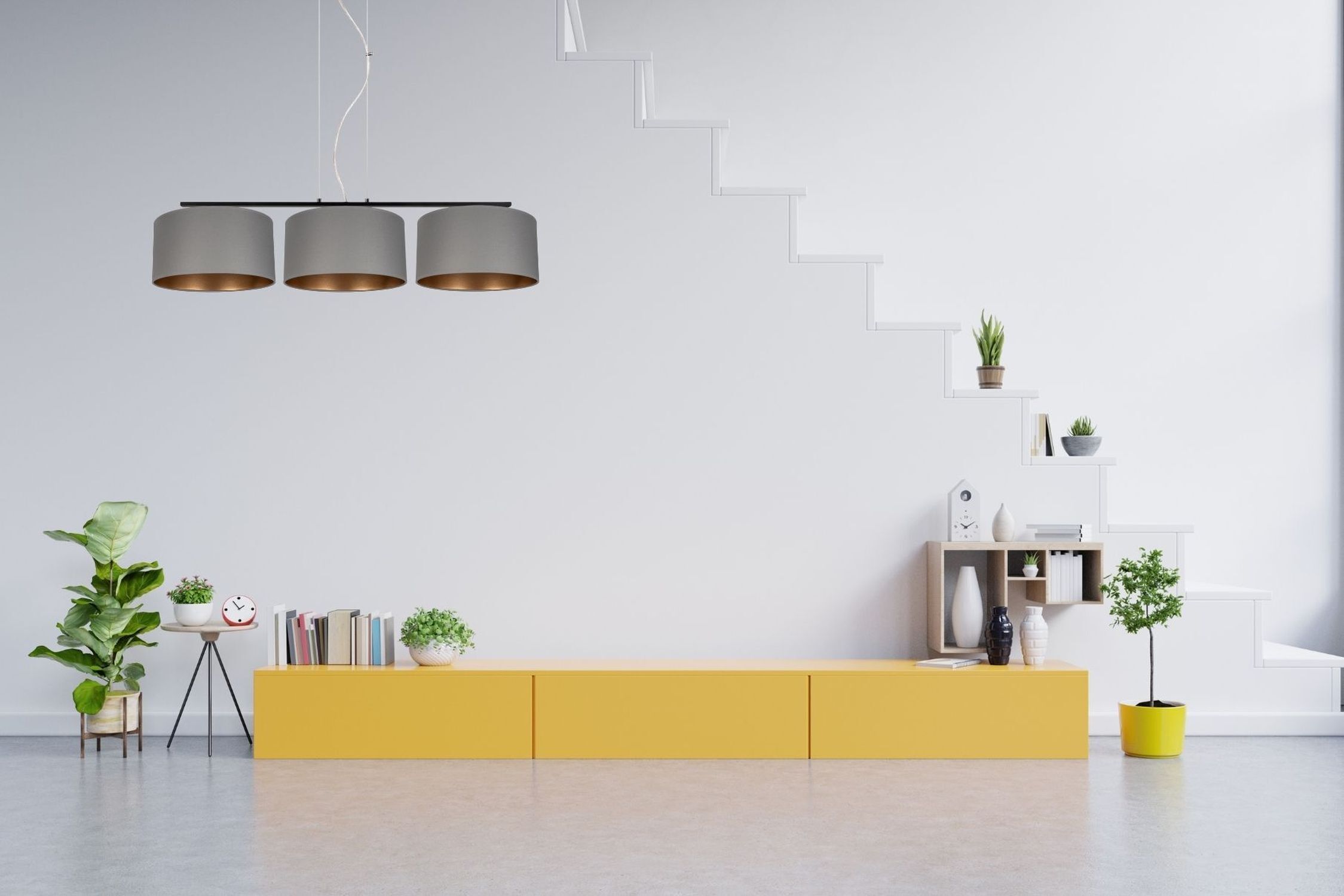 Gemütliche Hängelampe Stoff Grau Gold E27 100 cm lang wohnzimmer, möbel, gelbton, stufenregal, pflanze