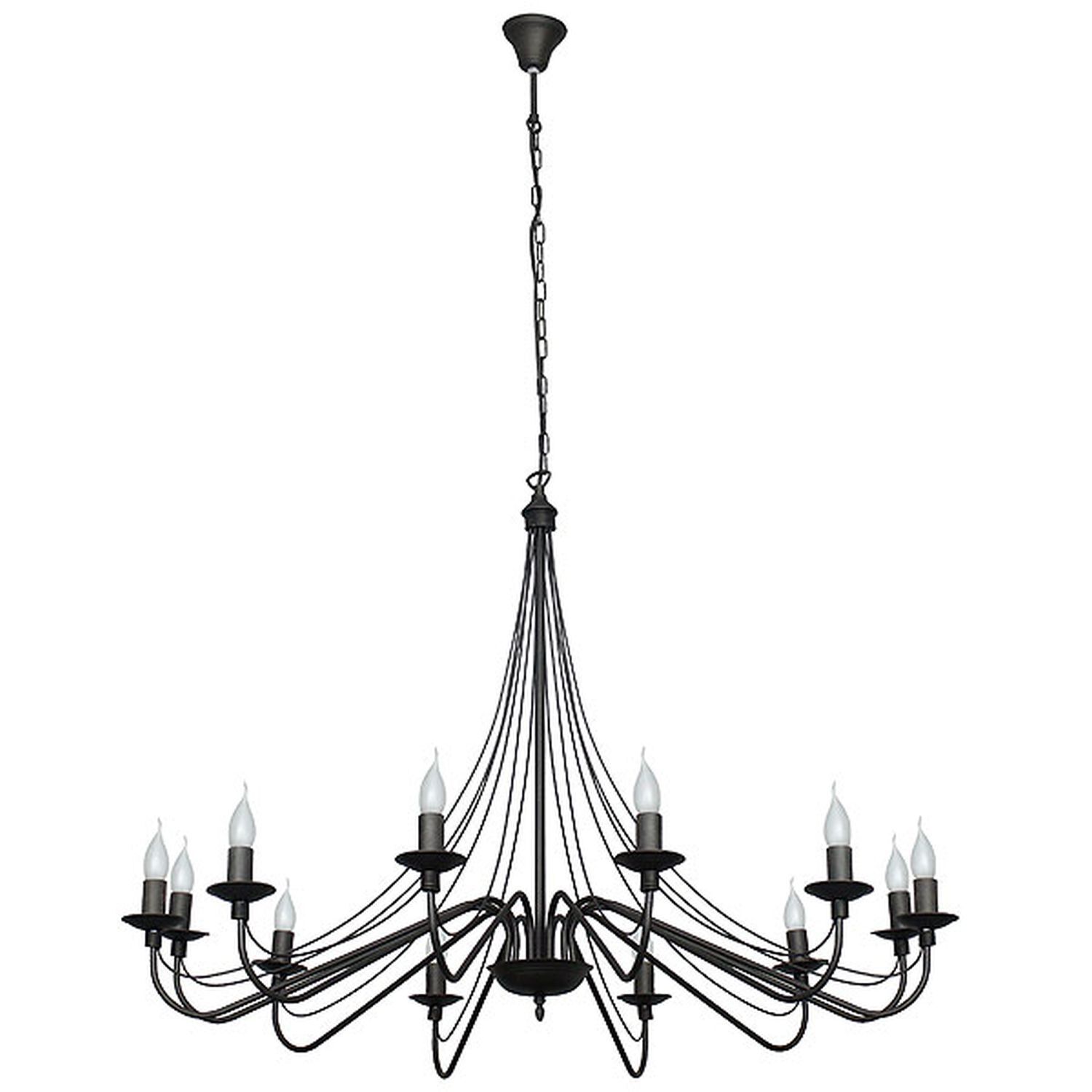 XXL Lustre Noir 12 flammes Ø85cm Rustique Leuchter, Lampe