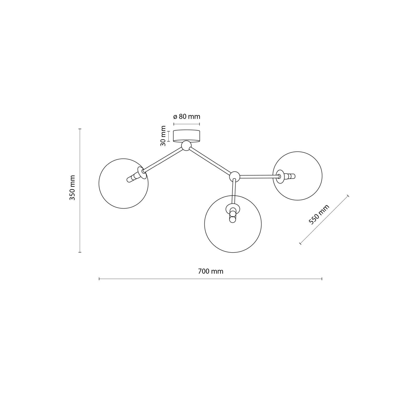 Plafonnier métal verre 70 cm de long en or 3 flammes G9 Diagramm, Handlung