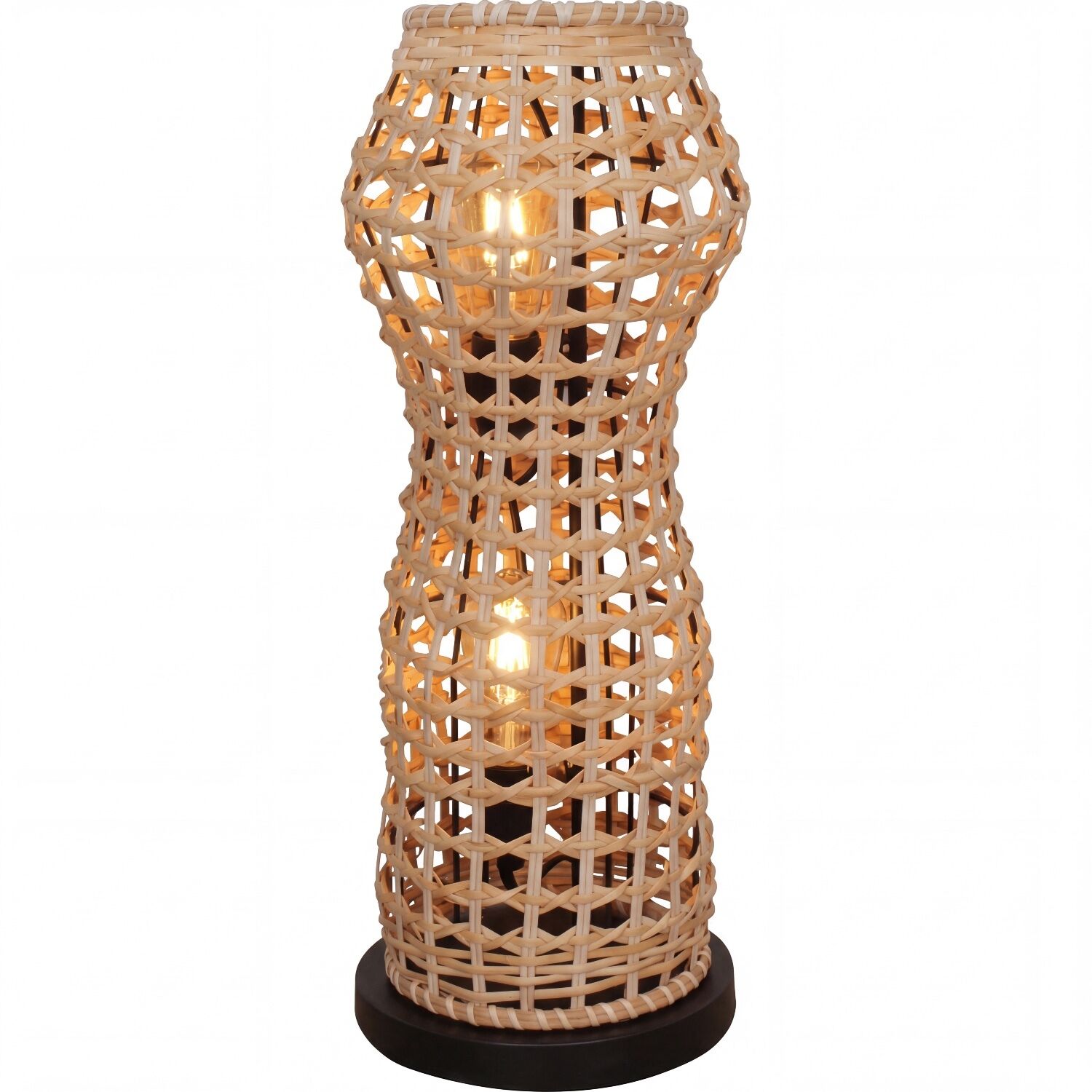 Lichtlampe, Schirm-Lampe, Rattan, geflochtene Lampe, Tisch- oder Bodenlampe