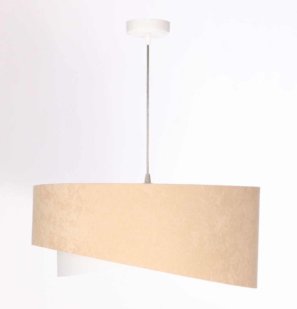 Suspension Tissu Beige Or E27 rond Ø 50 cm Aspect velours
