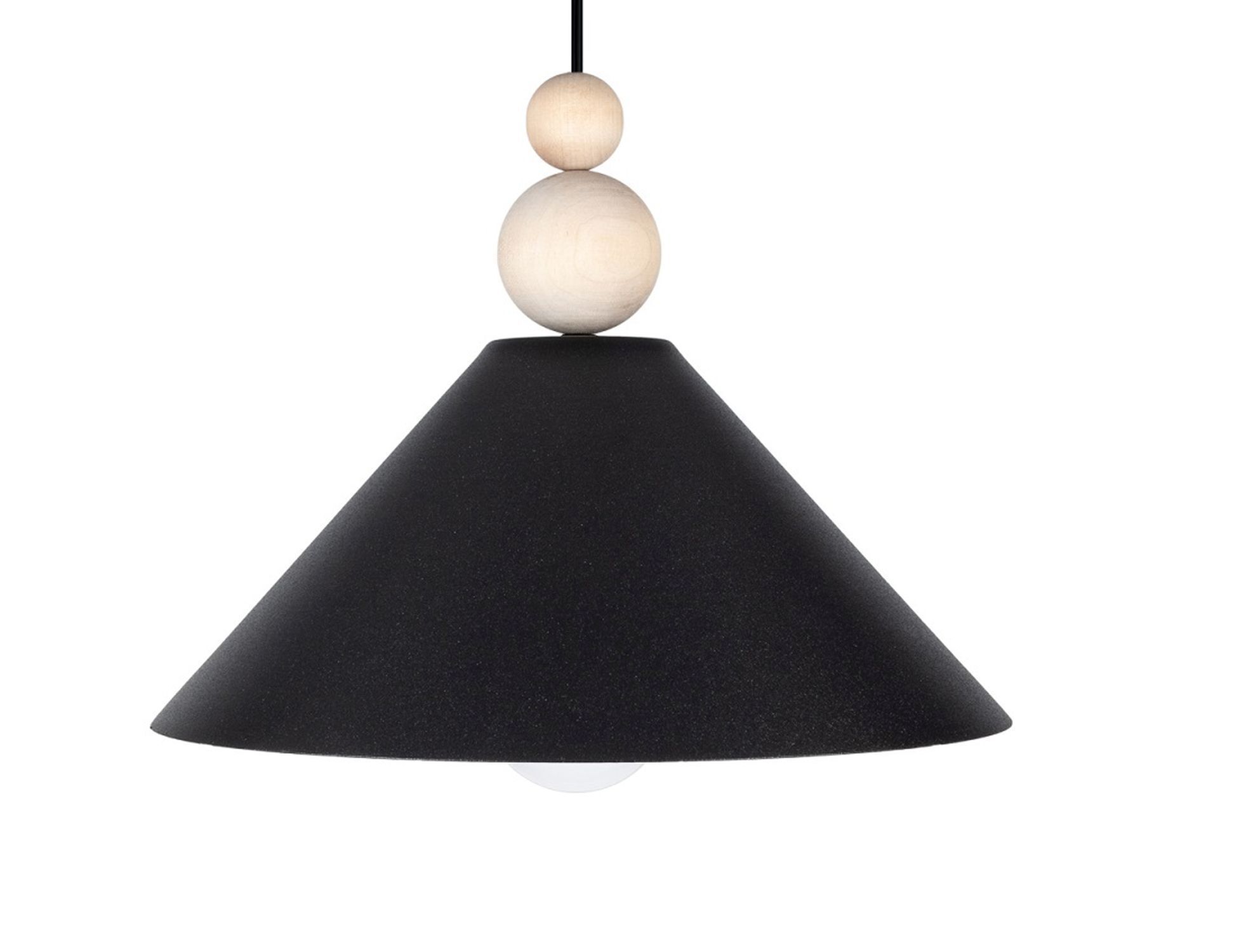 Schwarze Hängeleuchte Holz Metall Ø26 cm E27 gemütlich gedeckte lampe, hängelampe, schwarz, pyramidenform, holzperlen