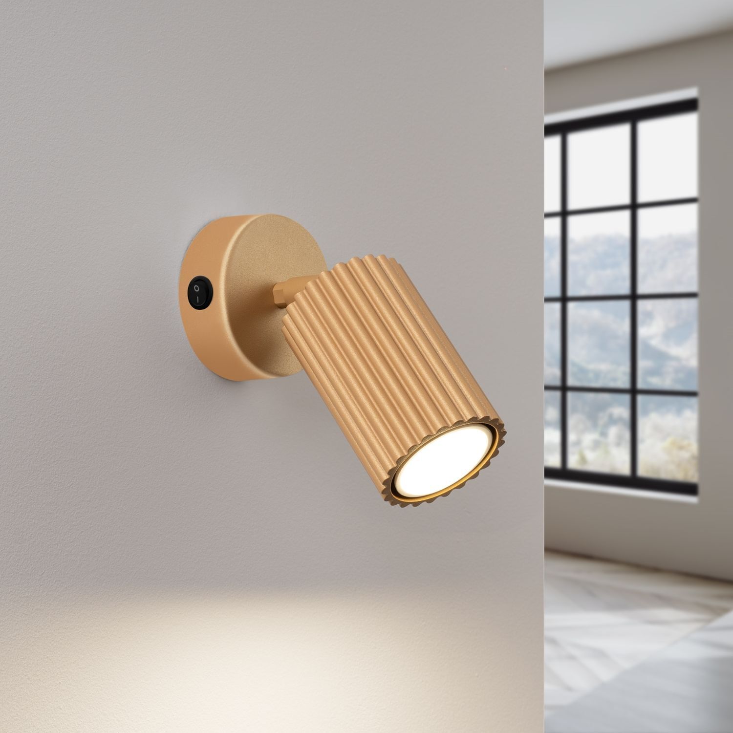 Lampe de lecture pivotante murale GU10 L : 8 cm petite en or en alu