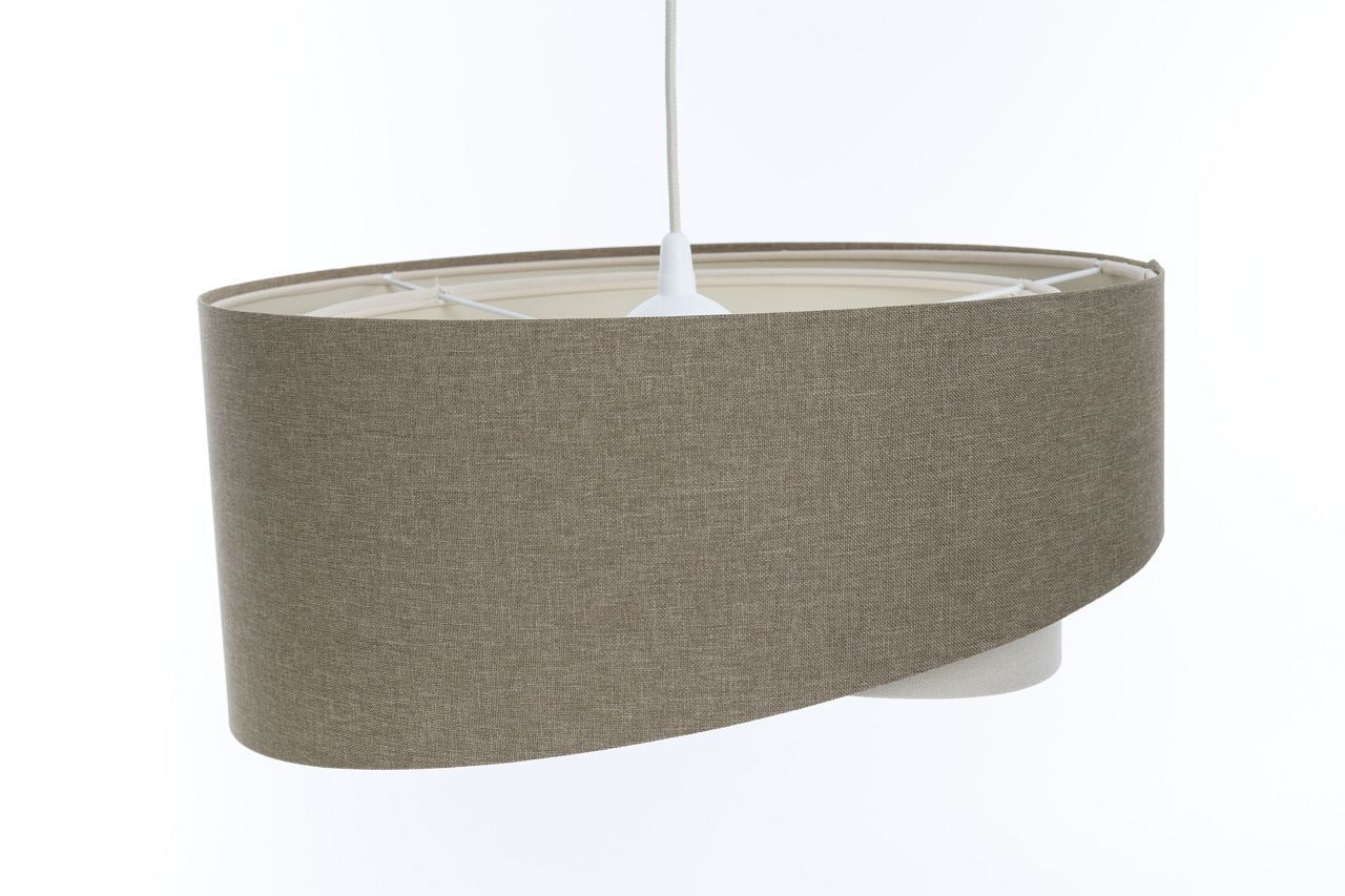 Lampe à suspendre tissu Ø 60 cm rond grand brun crème Moderne