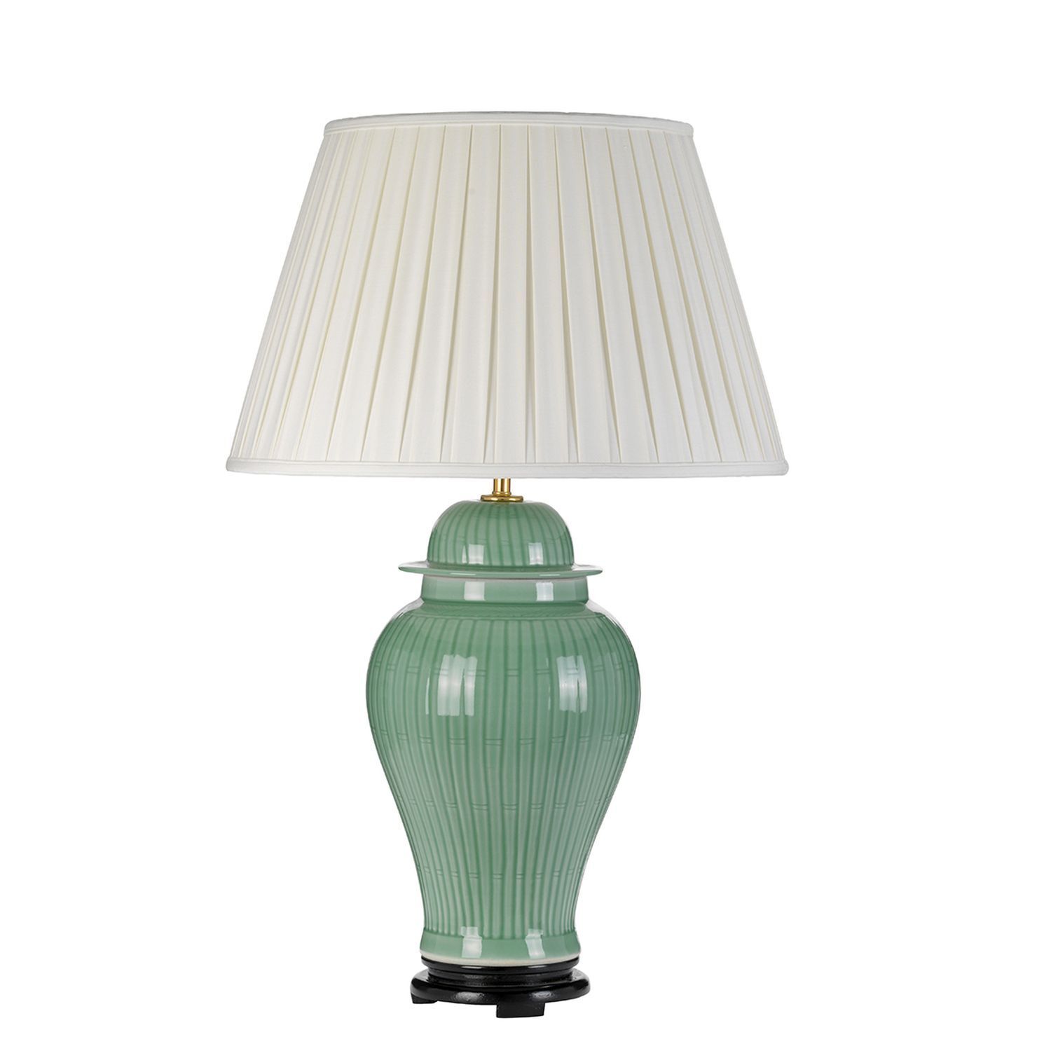 Tischlampe Creme Grün 81cm hoch Keramik Stoff