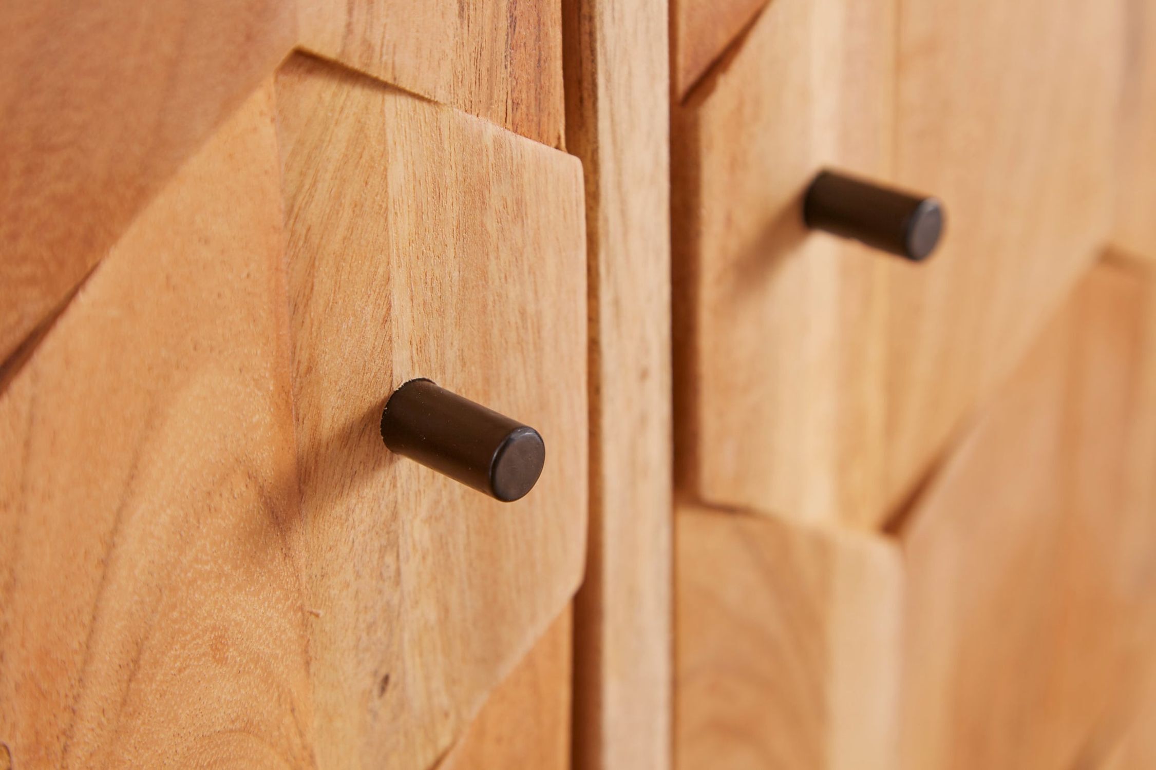 Highboard bois acacia 118 x 140 cm façade 3D tiroirs portes Schublade, Mobiliar, Holz, Innenarchitektur, Kabinett