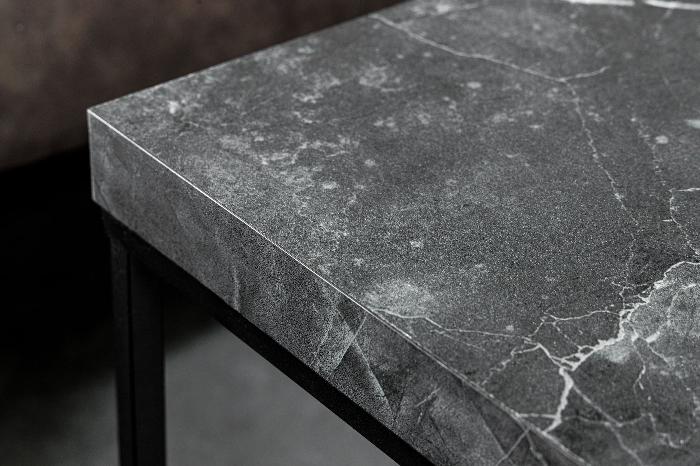 Beistelltisch quadratisch Schwarz 40 x 40 cm Marmor Optik Moebel, Tabelle, Tischplatte, Fußboden, Schiefer