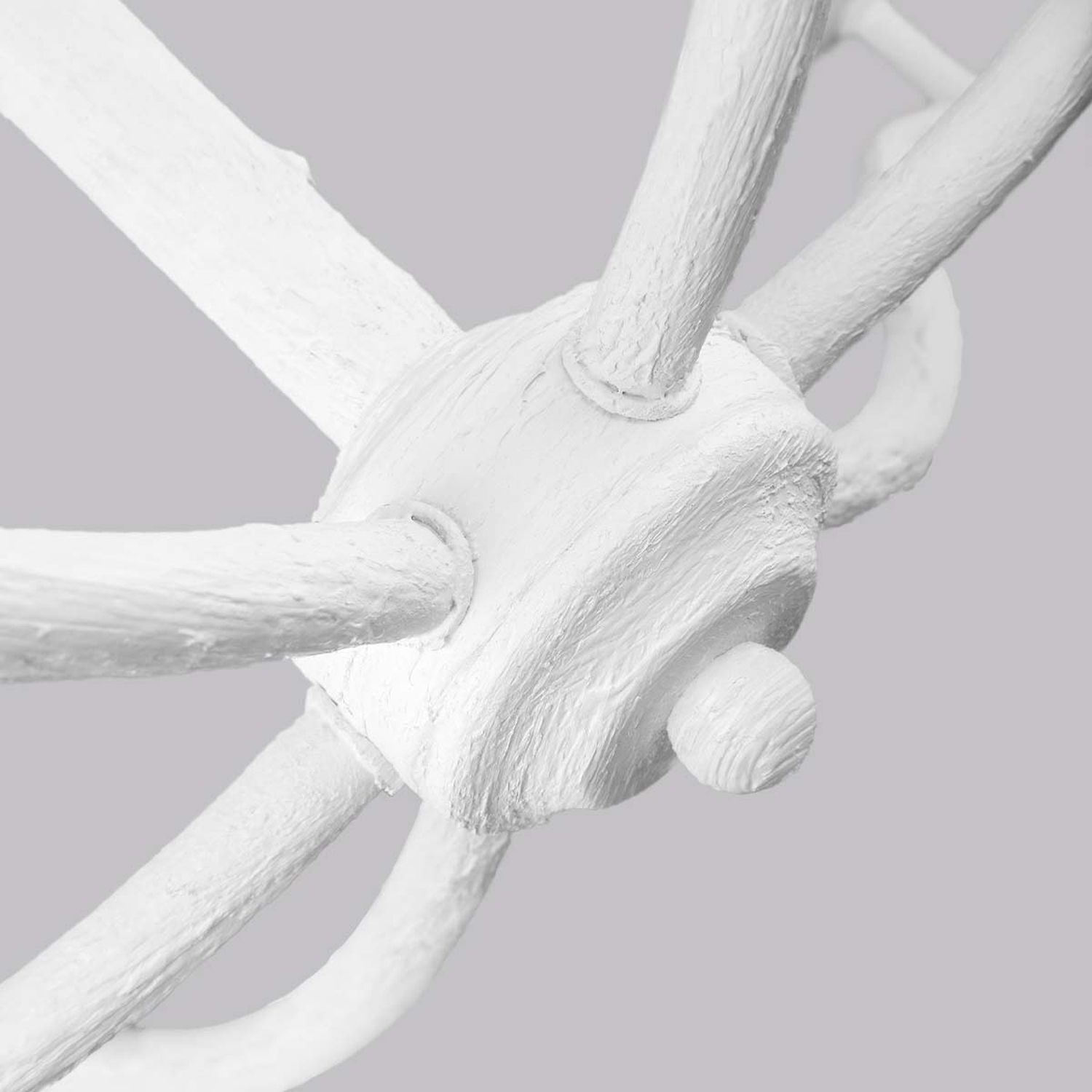 Kronleuchter Weiß Metall E14 B: 82,9 cm groß Landhausstil Kunststoffkette, Knotenverbindung, Geometrische Struktur, Kunstprojekt, Skulptur-Element