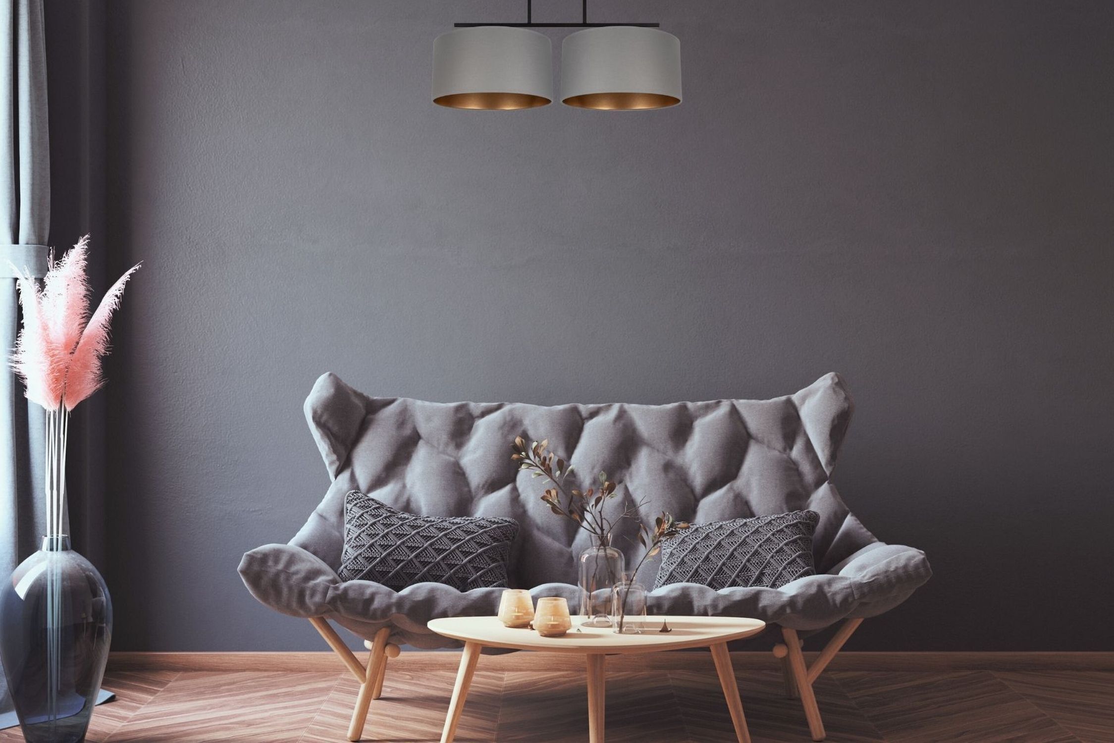 Lampe de plafonnier Tissu noir éblouissant gris or E27 70 cm Kissen, Dekoration für Zuhause, Couch, Innenarchitektur, Wohnzimmer