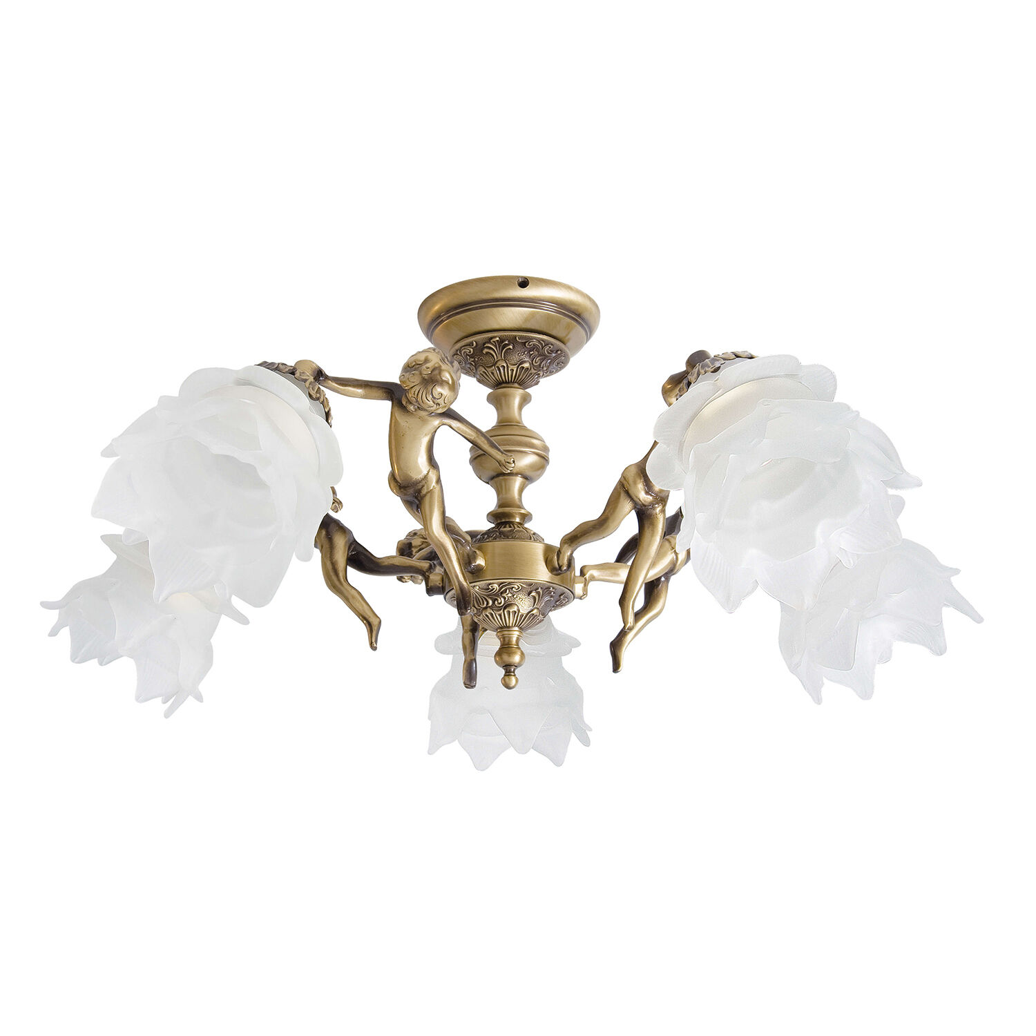 Deckenlampe Messing 5-flmg in Bronze Putti Bronze, Deckenleuchte, Kronleuchter, Lampe