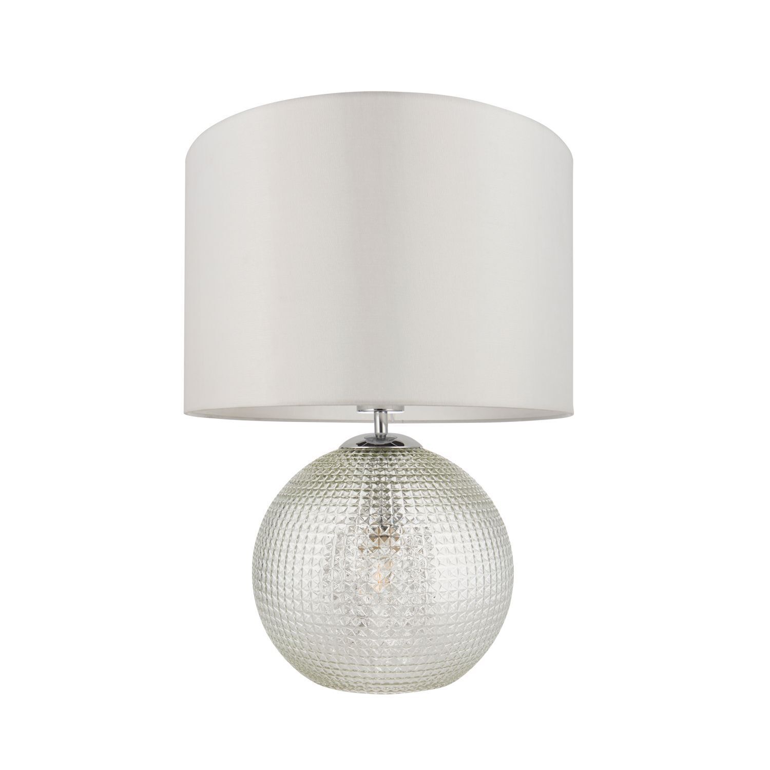 Lampe de table verre cristal tissu base éclairée blanc