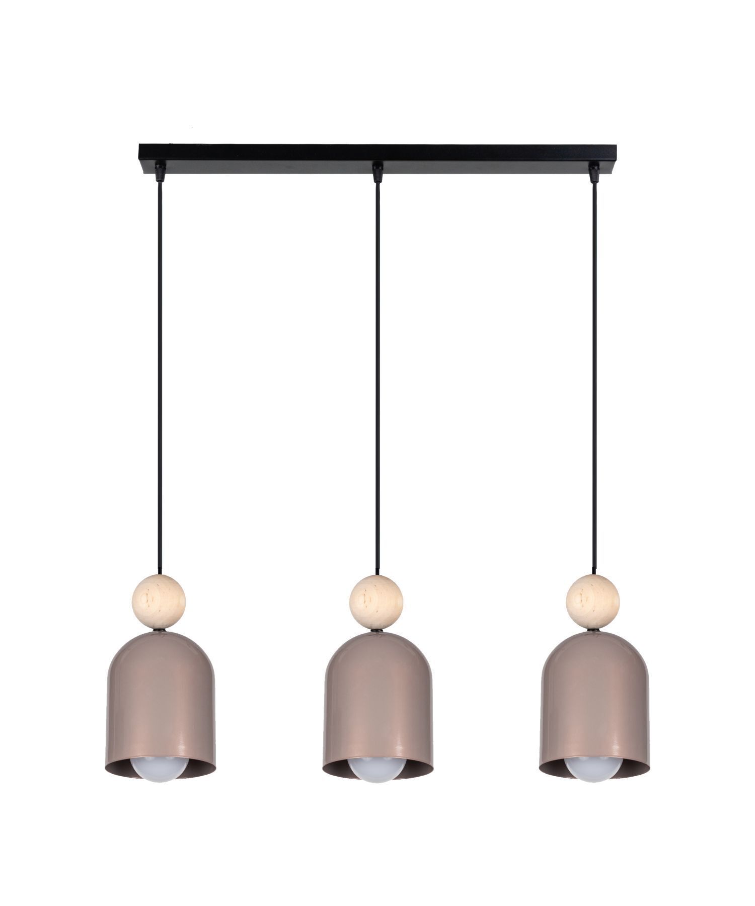 Suspension chaleureuse Champagne Métal Bois 3-flmg Lampe