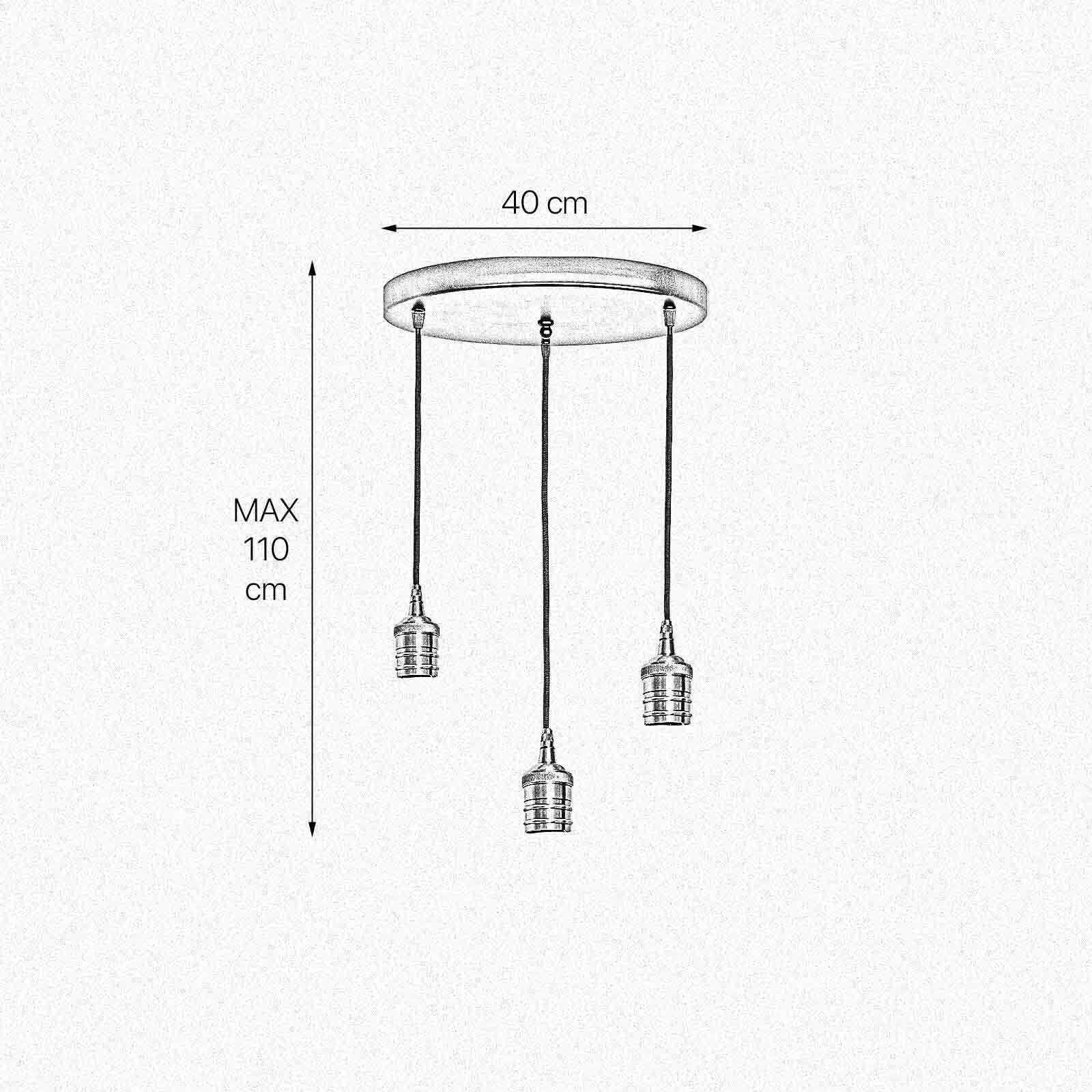 Hängelampe 3-flammig Schwarz Messing Eisen Ø 40 cm für E27 Hängelampe 3-flammig Schwarz Messing Eisen Ø 40 cm für E27