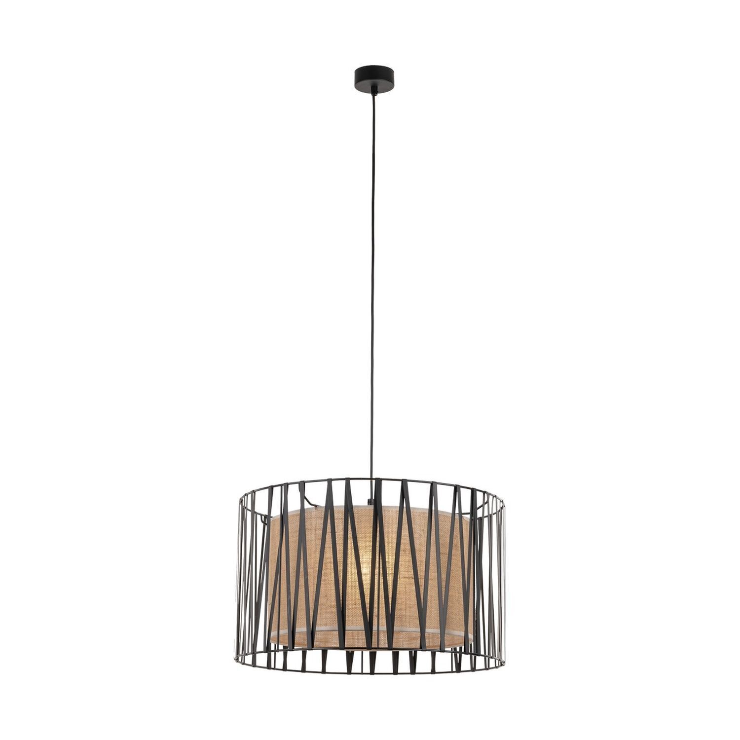 Suspension ronde Ø 50 cm 3x E27 Noir Marron Moderne