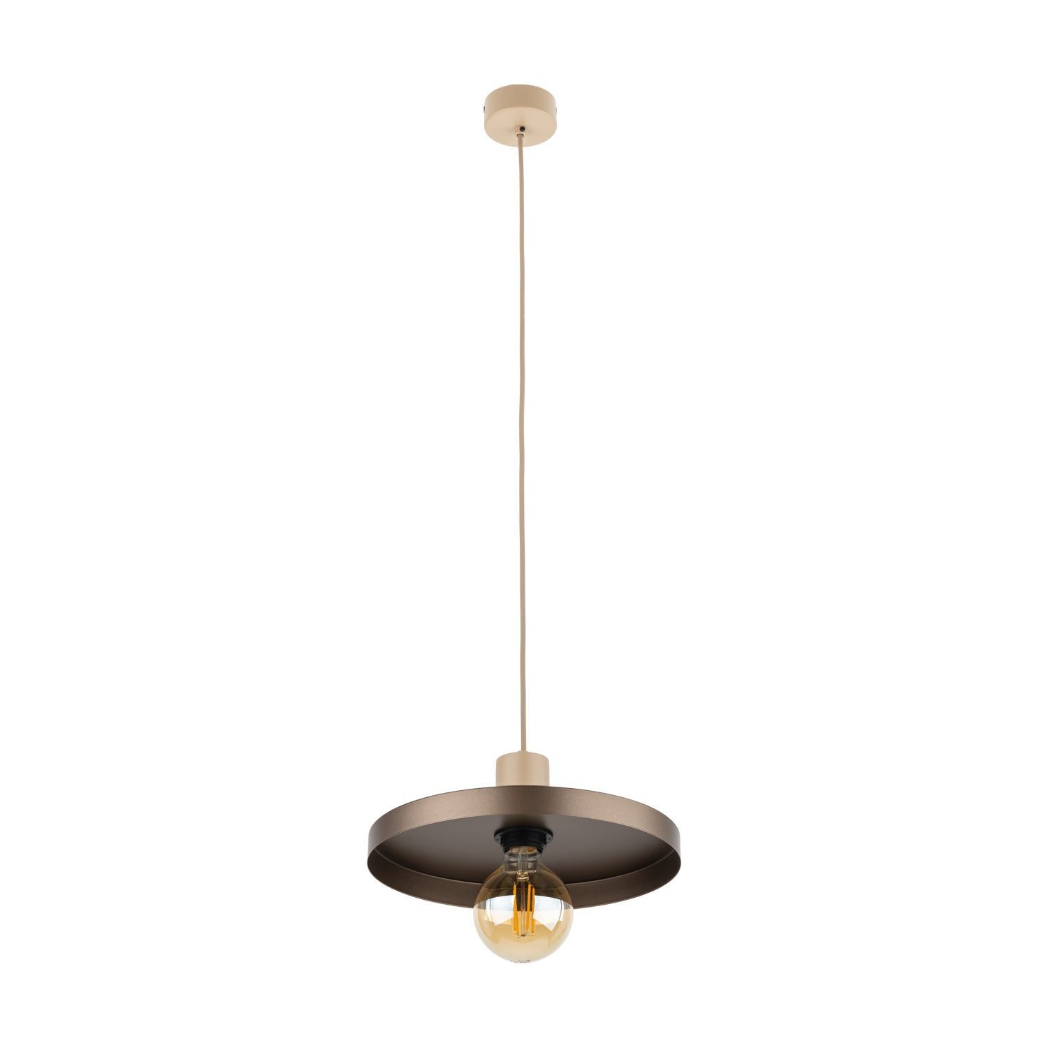 Suspension E27 Ø30 cm ronde Gris sable Marron Vintage
