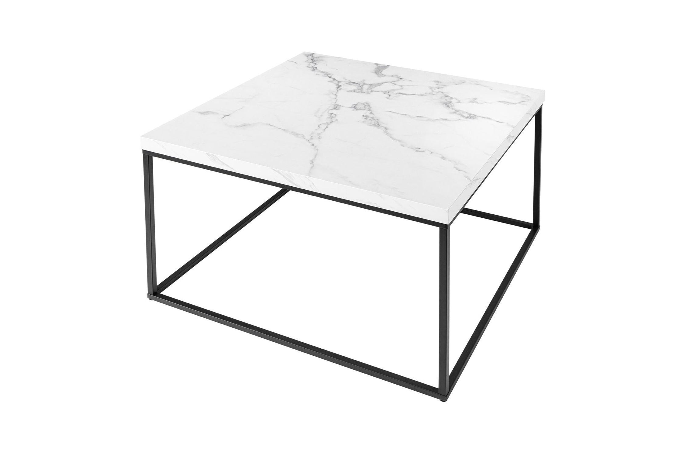Table basse Blanc Noir 60 x 60 cm Aspect marbre Moderne
