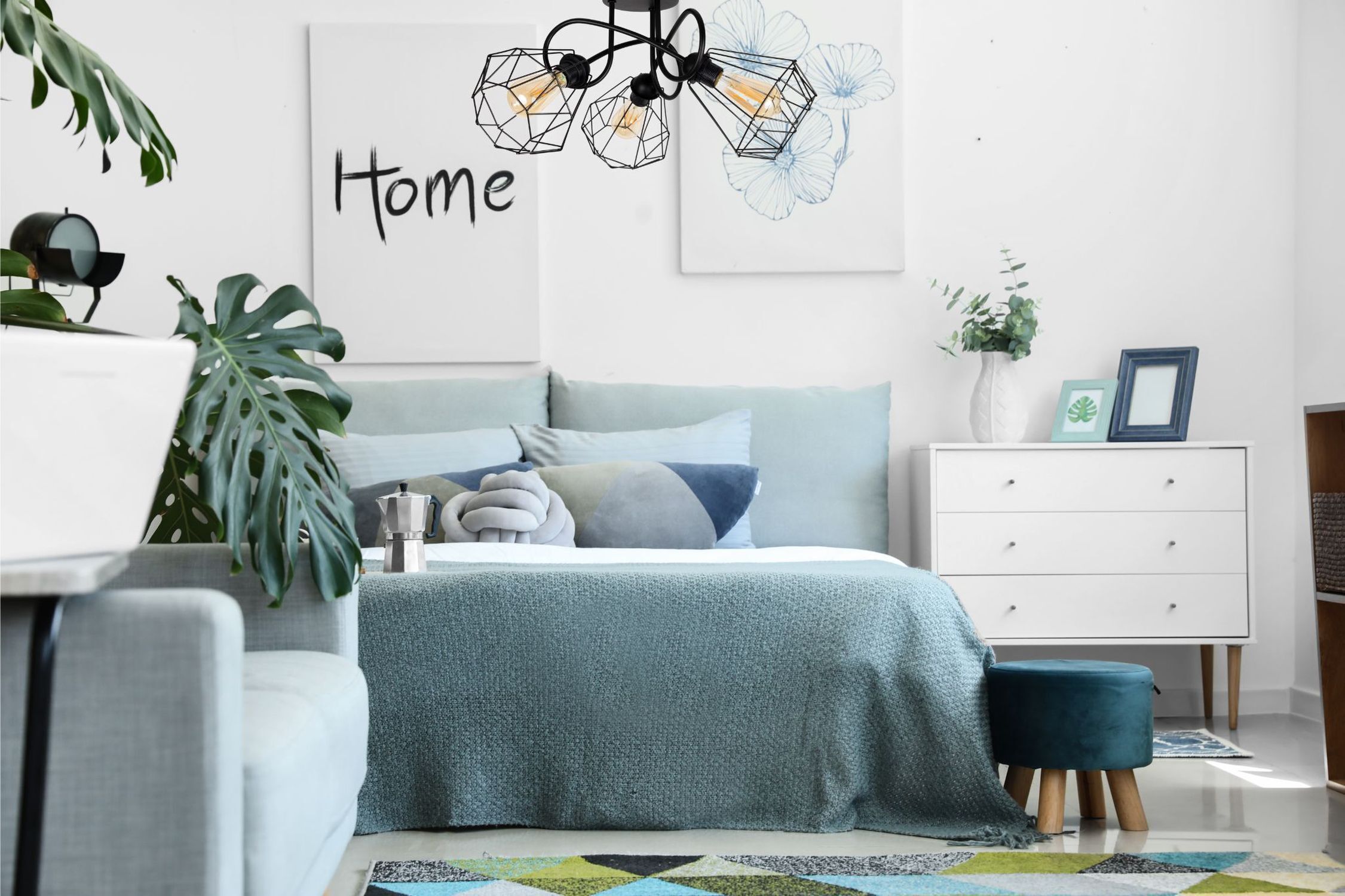 Schwarze Deckenlampe Retro Metall E27 L:65 cm 3-flammig Dekoration für Zuhause, Mobiliar