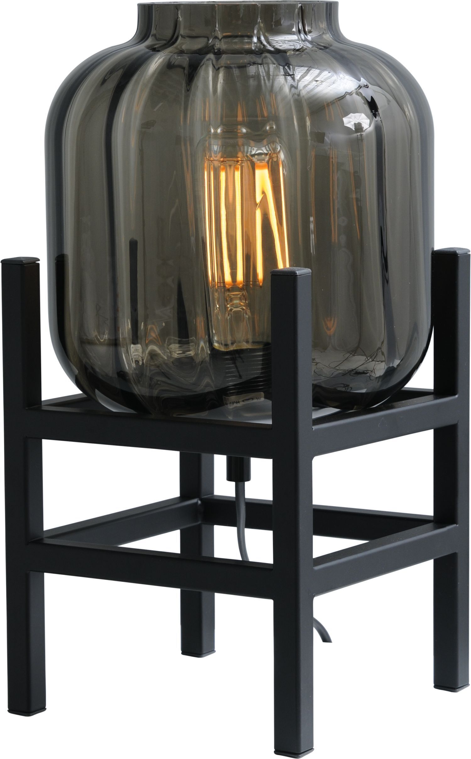 Dekorative Tischleuchte Glas Metall Schwarz 34 cm E27