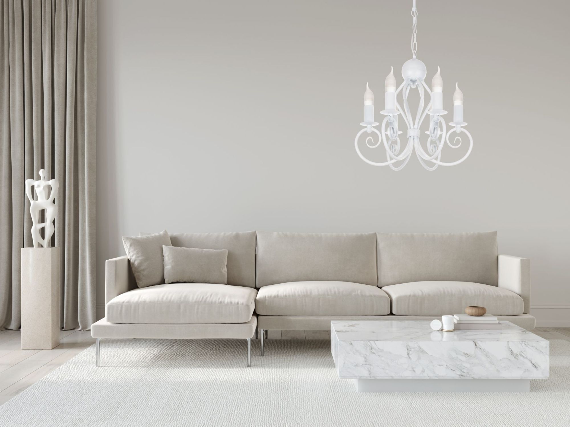 Vintage Kronleuchter Weiß E14 6-flammig Klassisch Dekoration für Zuhause, Couch, Wohnzimmer, Kronleuchter, Lampe