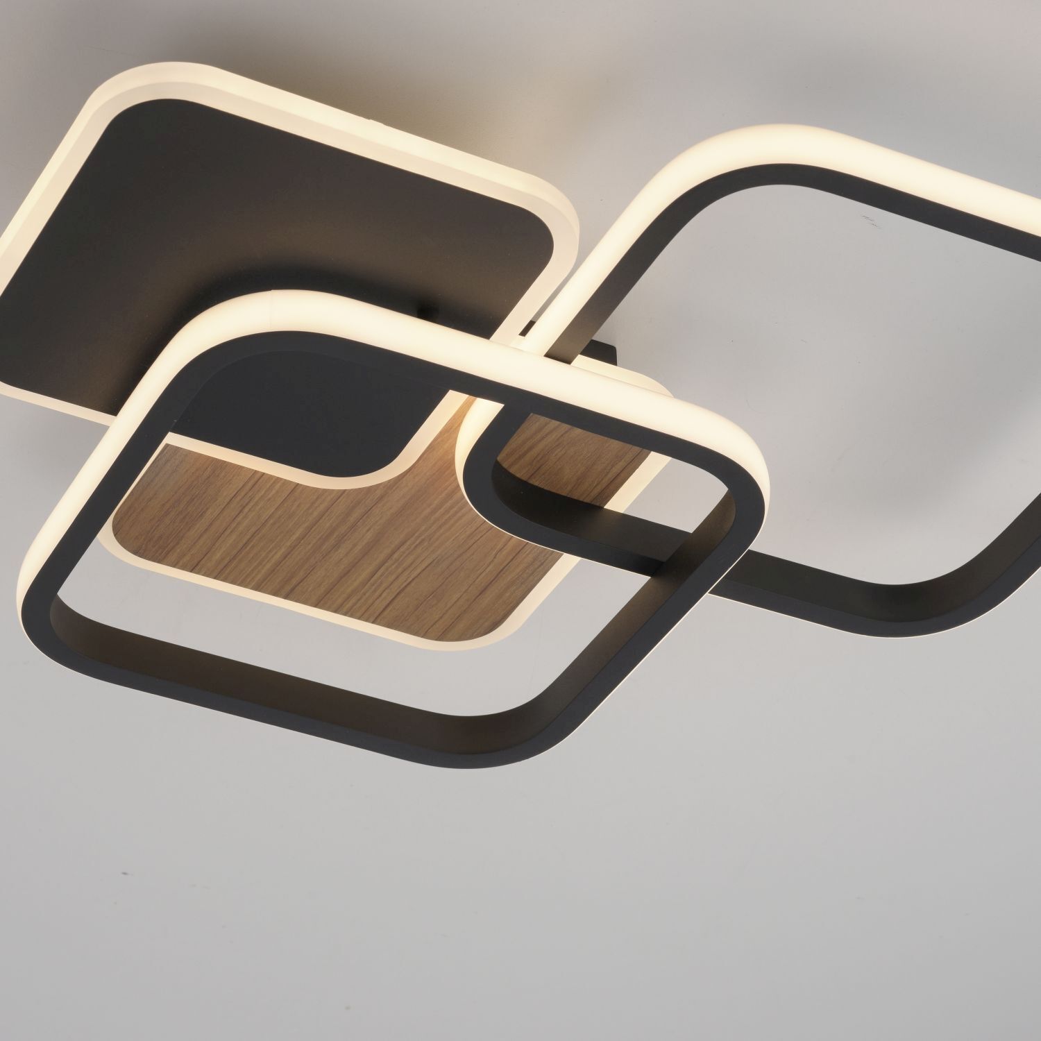 LED Deckenlampe Metall L:46 cm 36 W Schwarz Natur Moebel, Holz, Stuhl