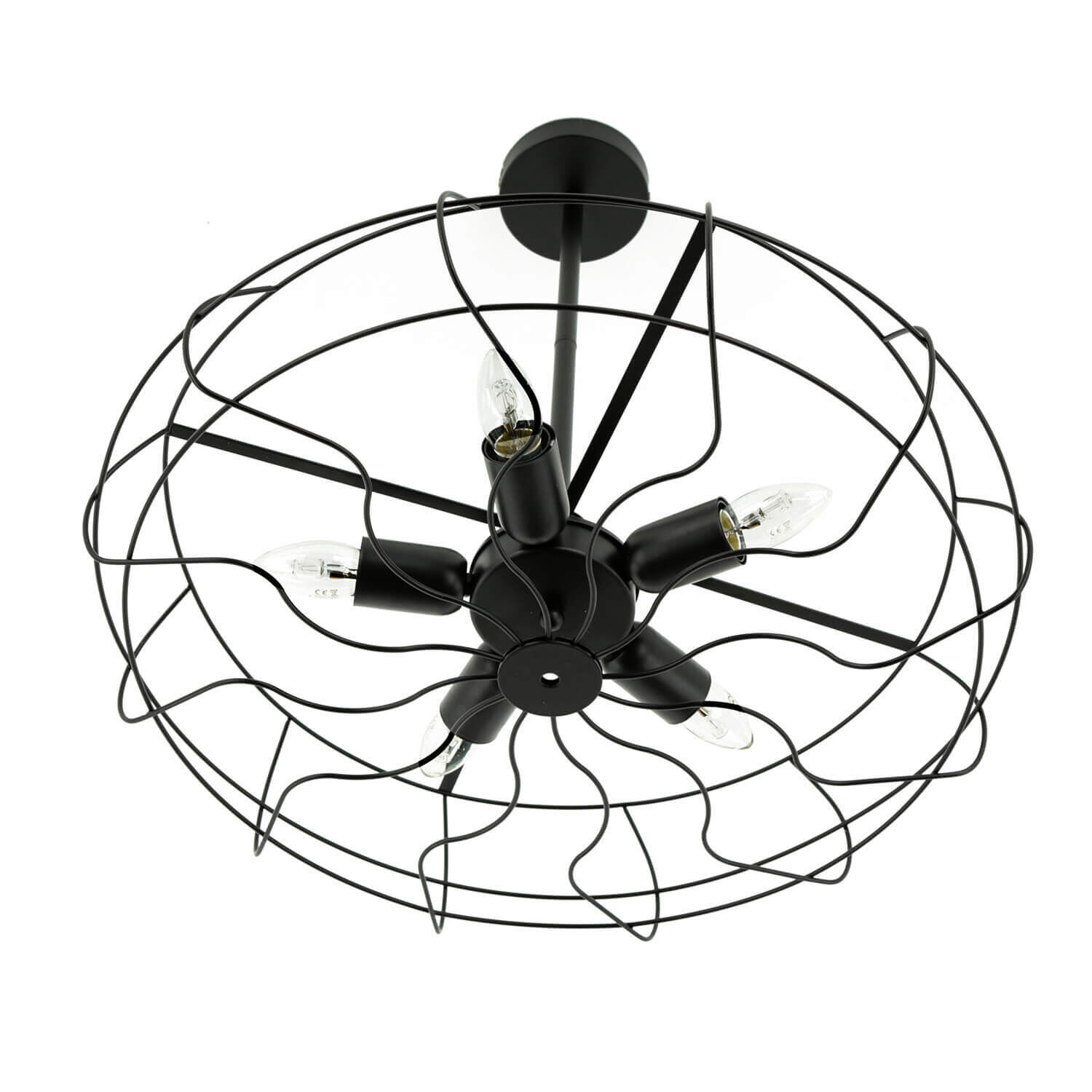 Plafonnier Métal Noir Ø 56 cm 5x E27 Rétro Gerät, Elektrisches Gerät, Kronleuchter, Lampe