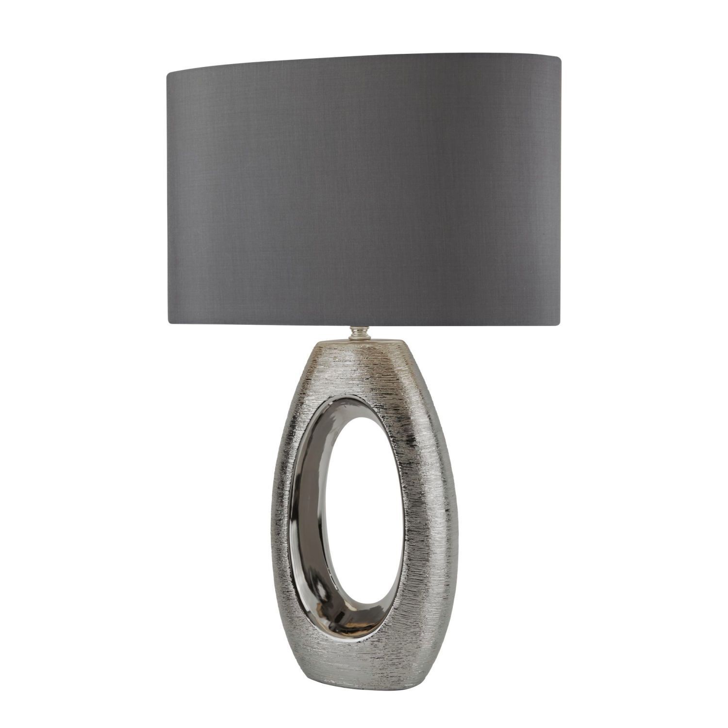 Lampe de table Chrome Gris E27 61 cm Tissu Céramique Moderne