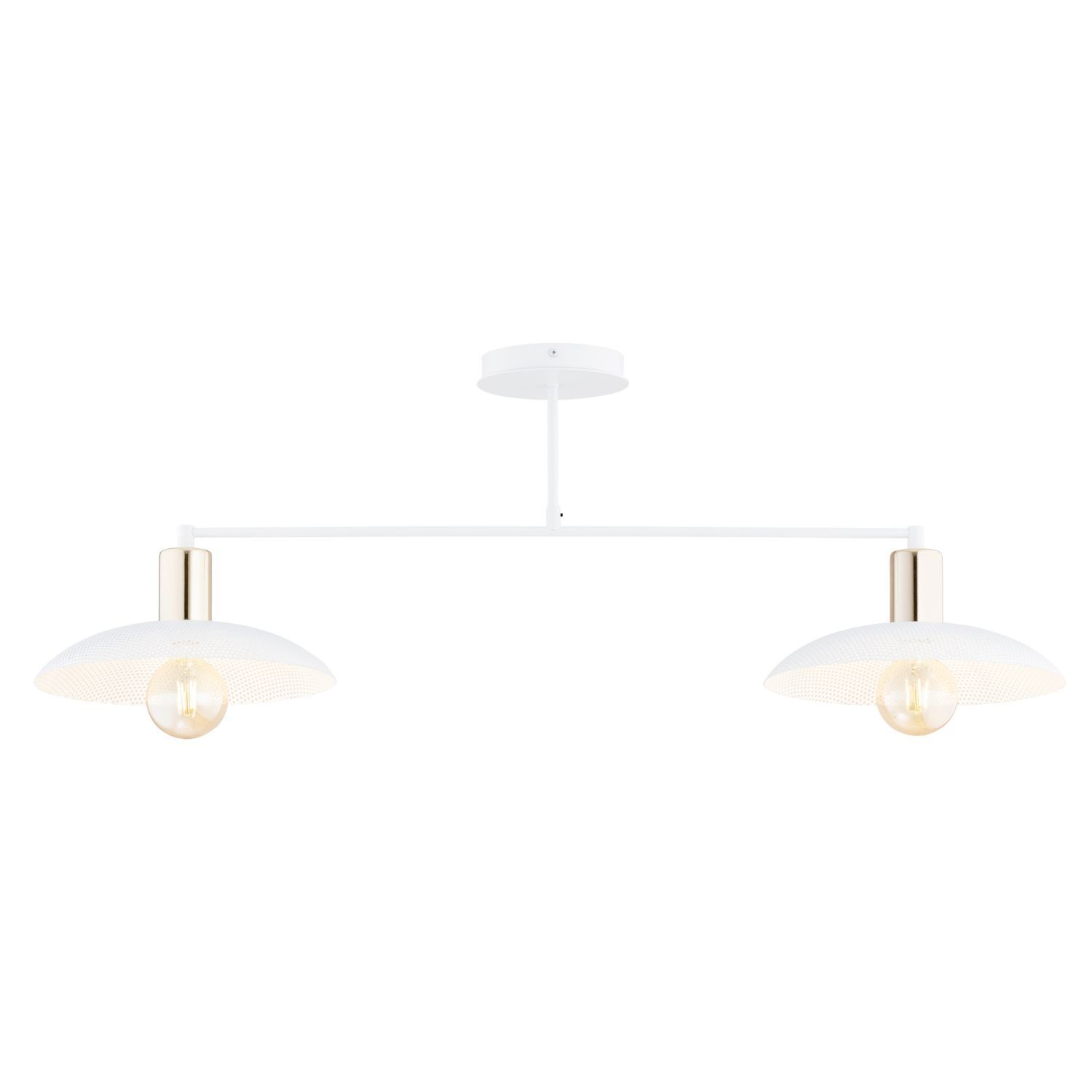 Deckenlampe Metall Weiß Gold 100 cm lang E27 2-flammig